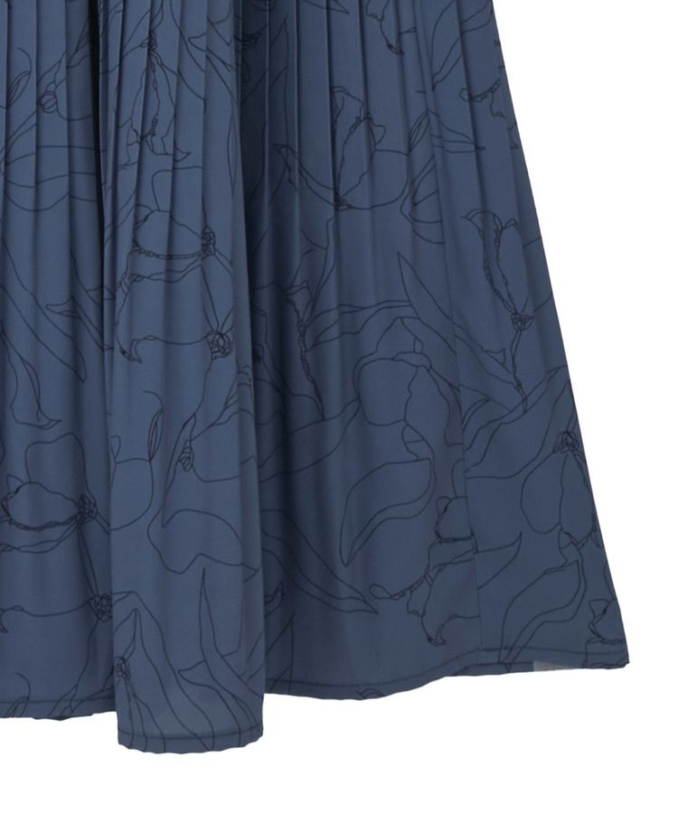 YECCA VECCA「ラインボタニカル柄プリーツワンピース」|ワンピース|