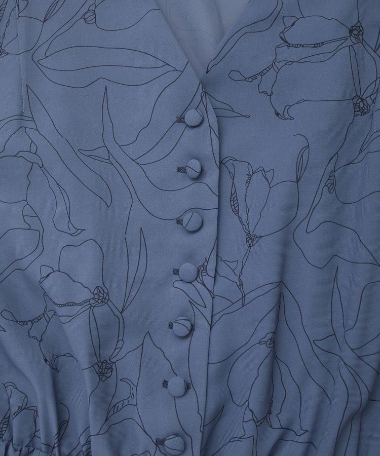 YECCA VECCA「ラインボタニカル柄プリーツワンピース」|ワンピース|