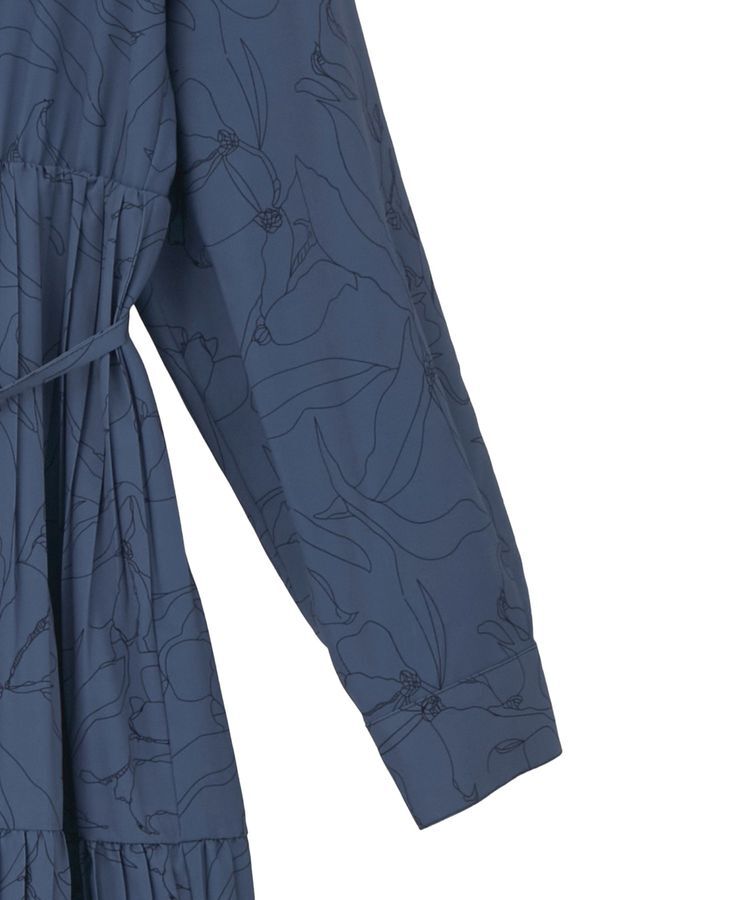 YECCA VECCA「ラインボタニカル柄プリーツワンピース」|ワンピース|