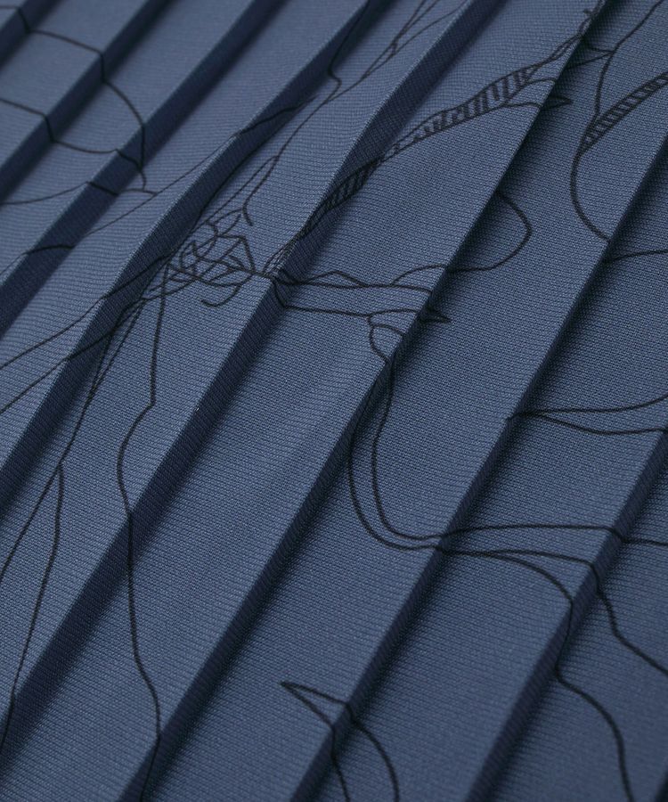 YECCA VECCA「ラインボタニカル柄プリーツワンピース」|ワンピース|