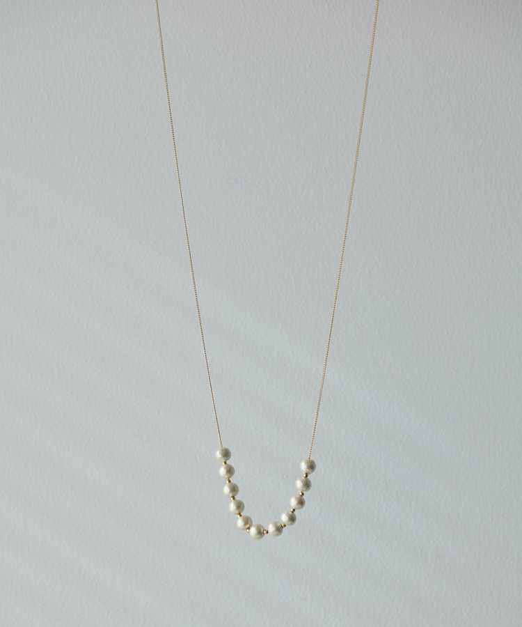 YECCA VECCA「2wayコットンパールスライドラリエット」|ネックレス|Gold