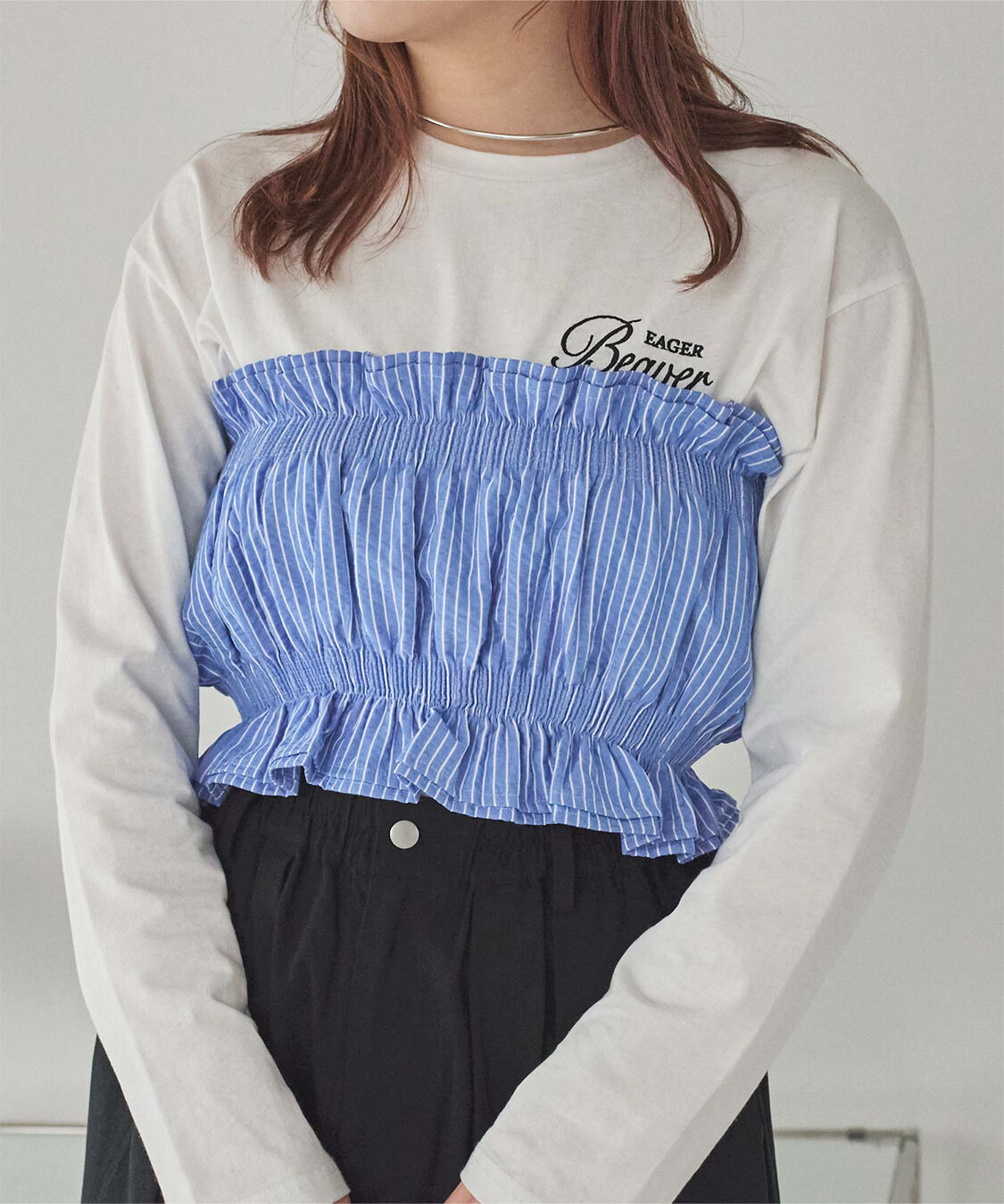 titivate「サッカーストライプシャーリングビスチェ」|チューブトップ|