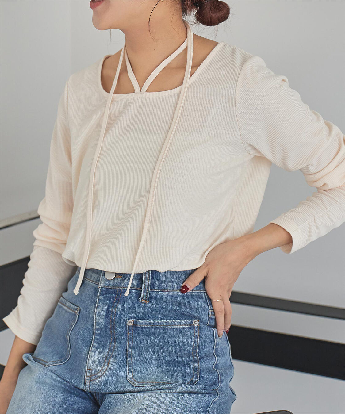 titivate「チョーカーデザインリブトップス」|Tシャツ・カットソー|