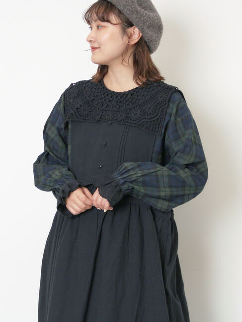 Samansa Mos2「【WEB限定】前後2WAYレース襟ブラウス」|シャツ・ブラウス|ネイビー