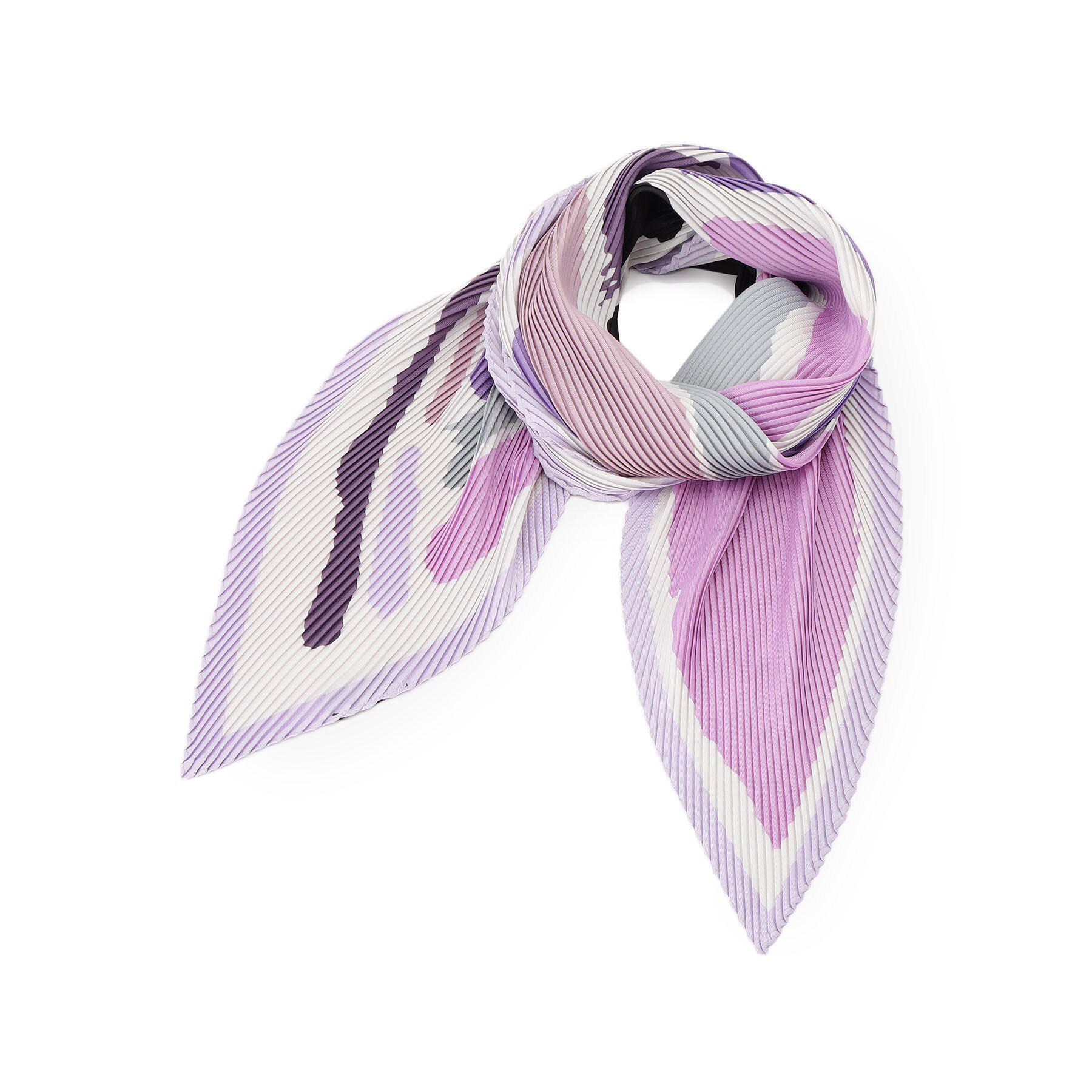 COUP DE CHANCE「モダンアートプリーツ／プリーツスカーフ／ジオメトリック柄／モダンスカーフ」|バンダナ・スカーフ|ラベンダー(080)