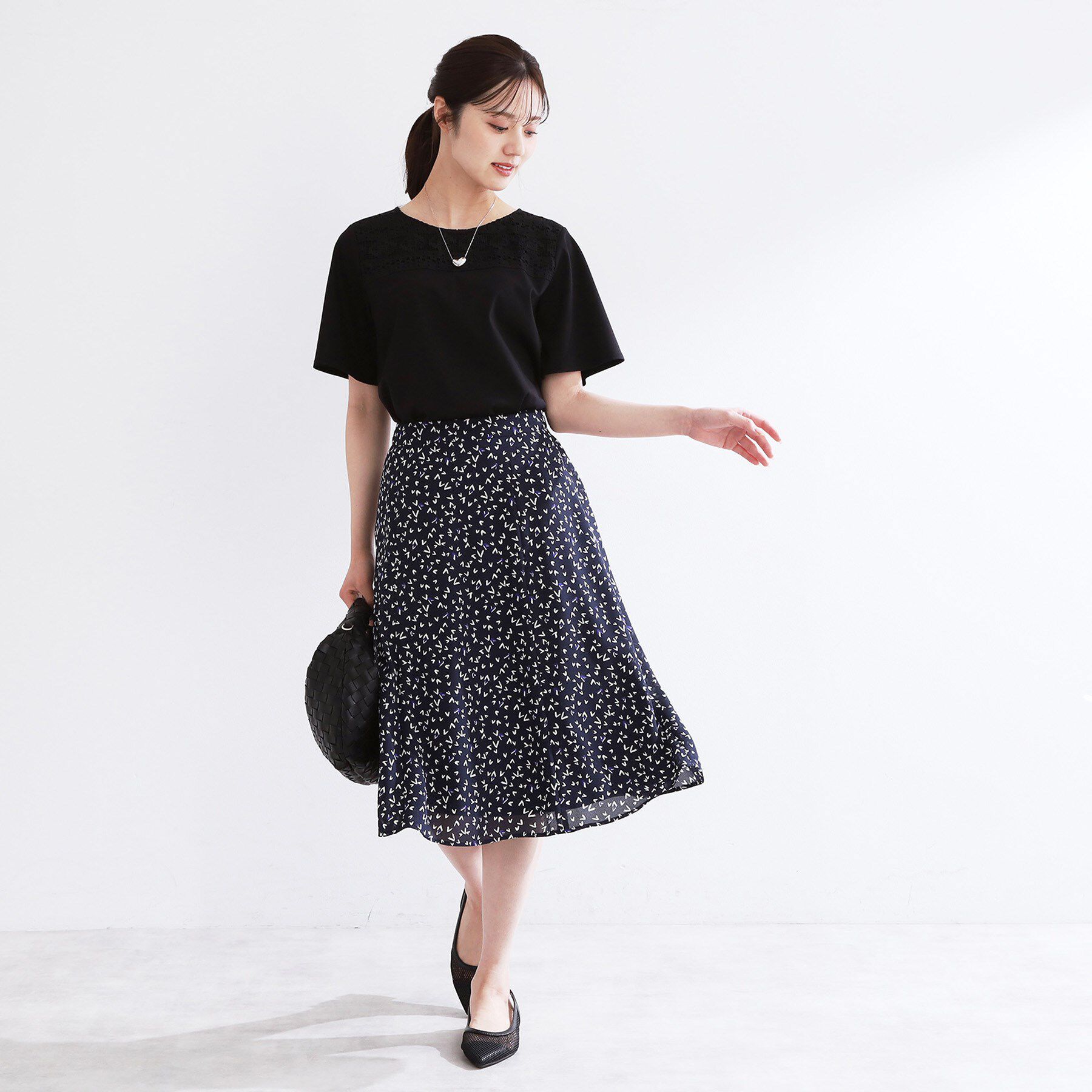 Reflect「【手洗い可】レースデザインジャージTシャツ」|Tシャツ・カットソー|