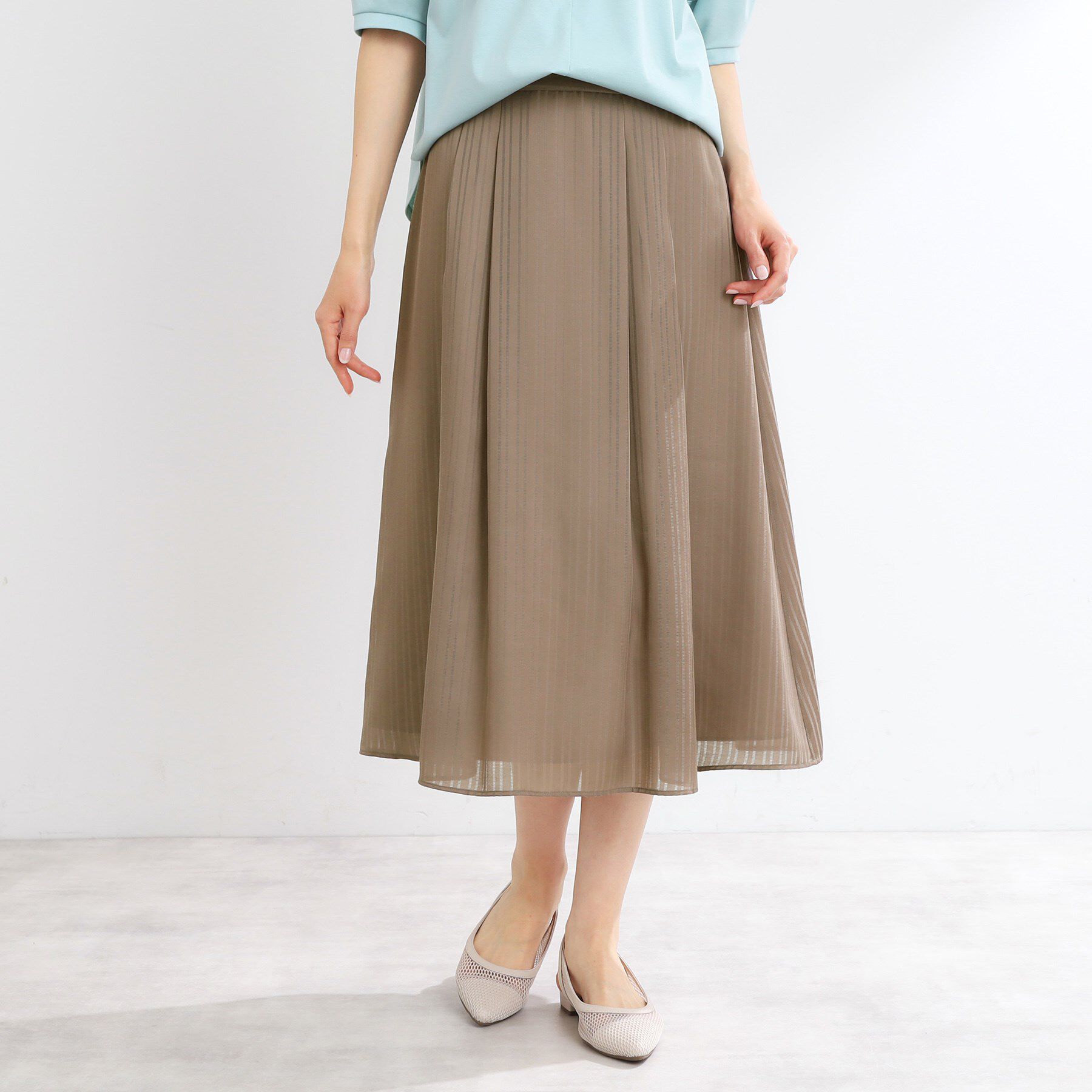 Reflect「【マシンウォッシュ可】Aラインストライプスカート」|スカート|