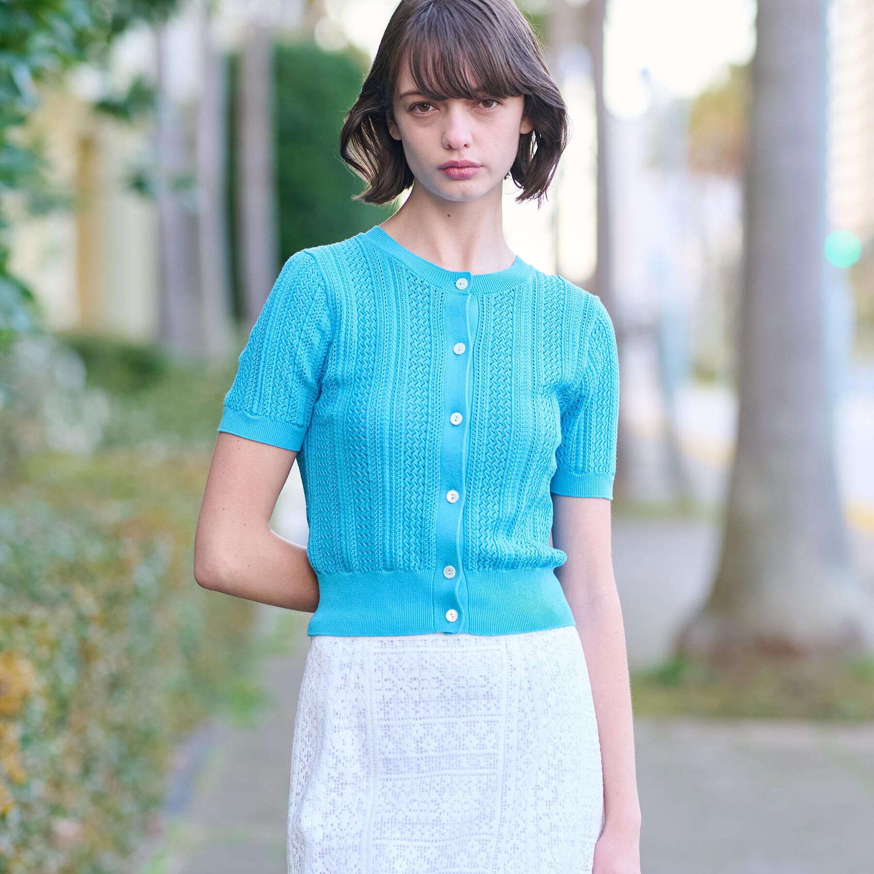 DRESSTERIOR「【前後2WAY/ショート丈】2WAYレースニット」|ニット・セーター|