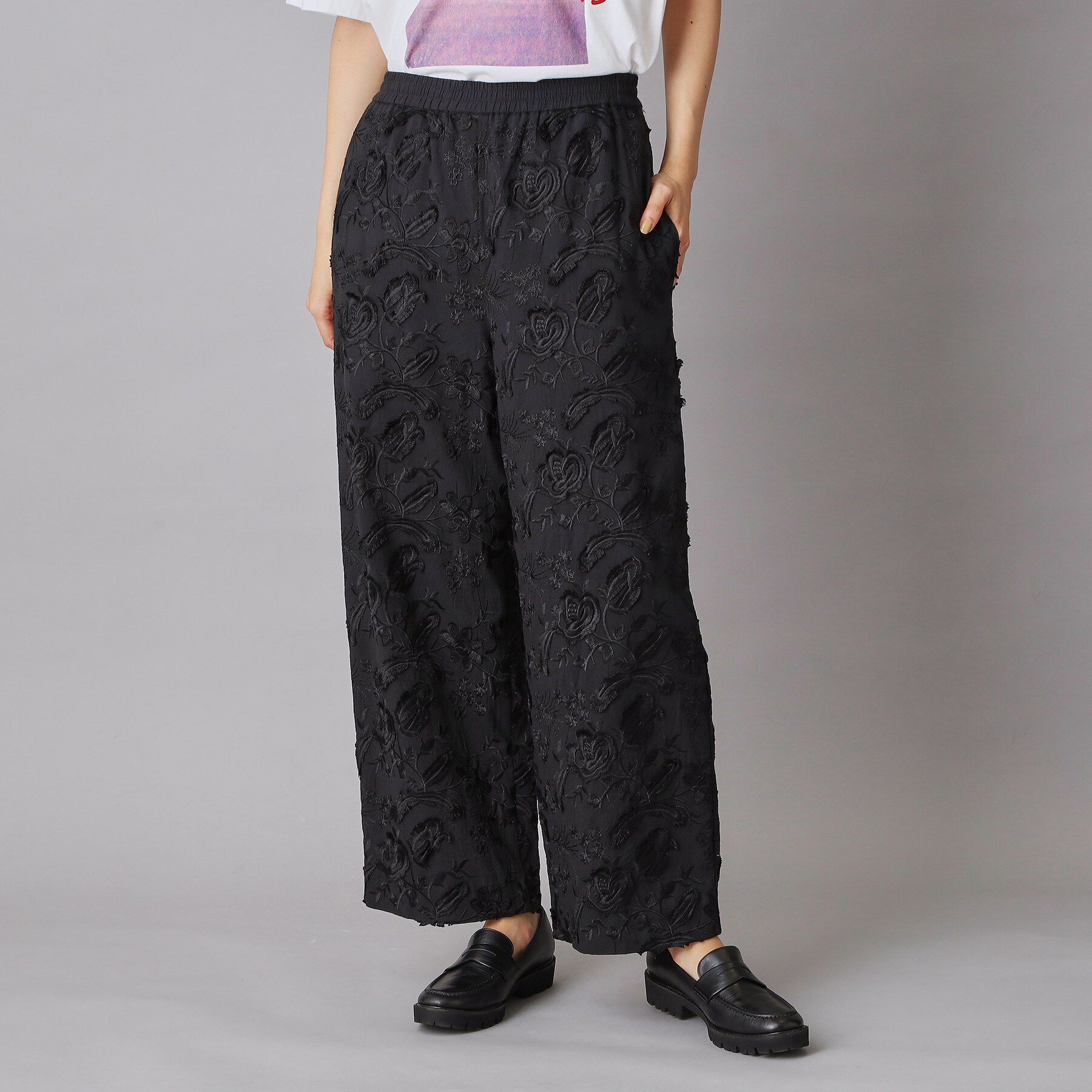 DRESSTERIOR「3Dエンブロイダリーイージーパンツ」|その他|ブラック(019)