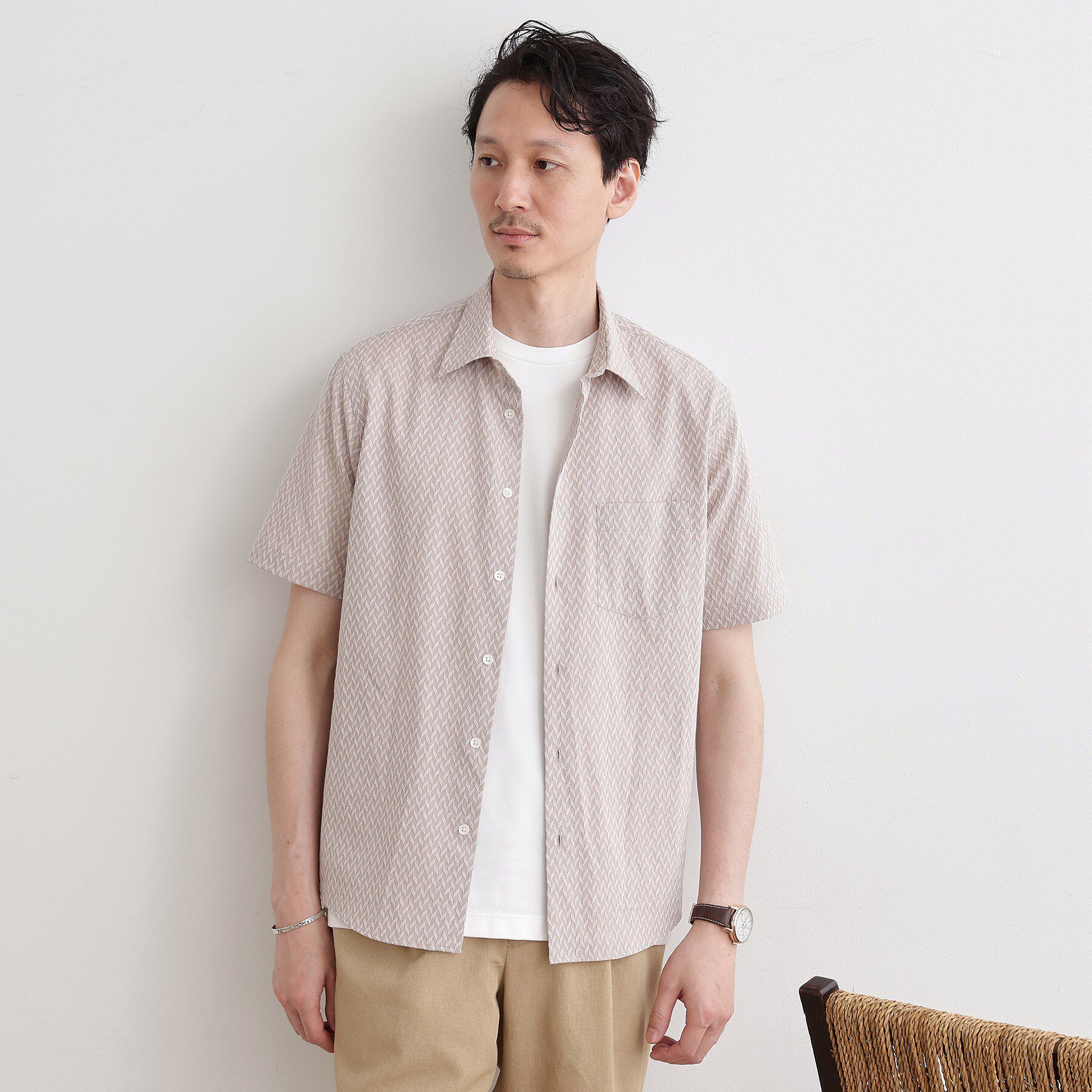 TAKEO KIKUCHI「【播州織り】ドビーストレッチシャツ」|シャツ・ブラウス|トープ(854)