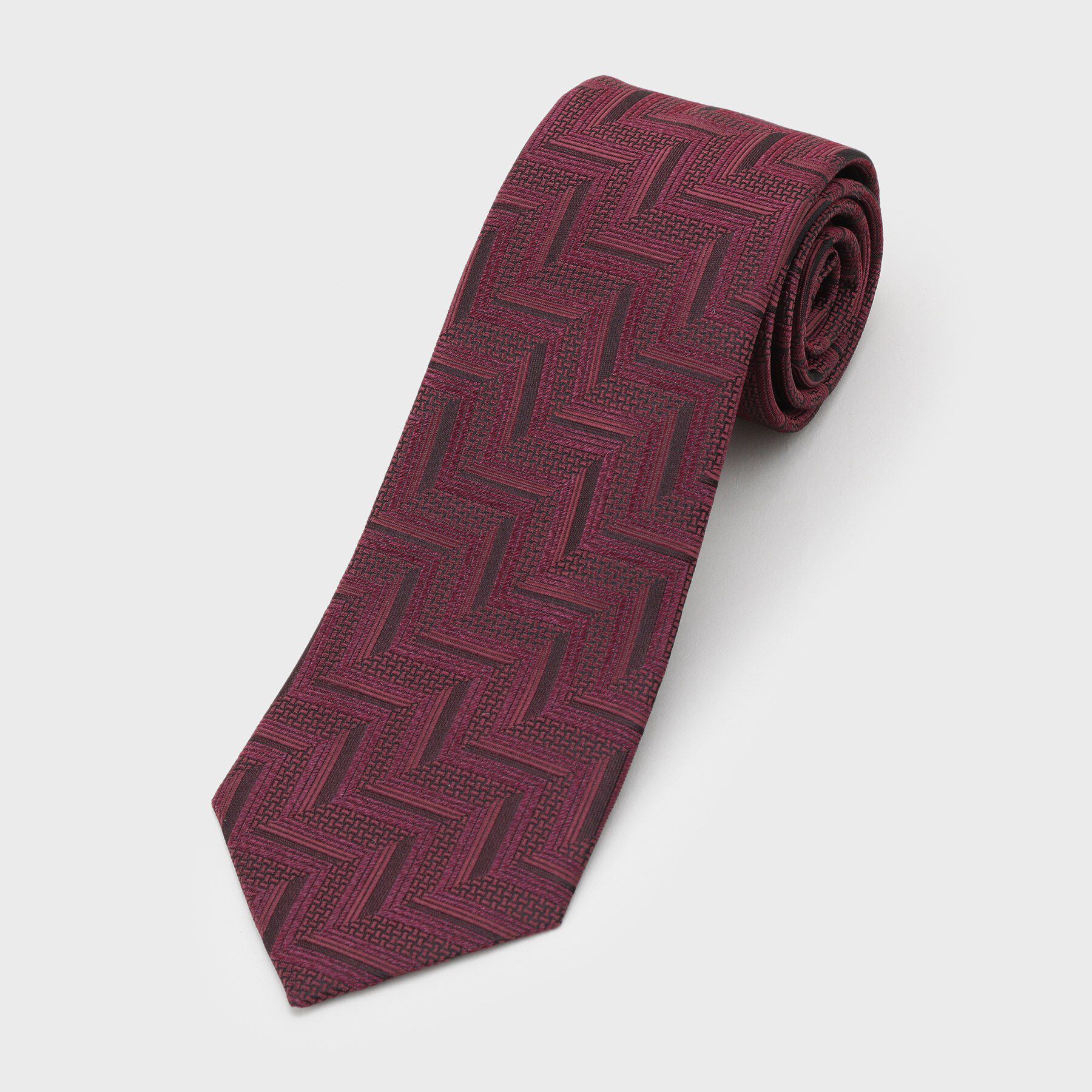 TAKEO KIKUCHI「フィラメントシルク 網代文様シャドーストライプネクタイ」|ネクタイ・蝶ネクタイ|ボルドー(364)