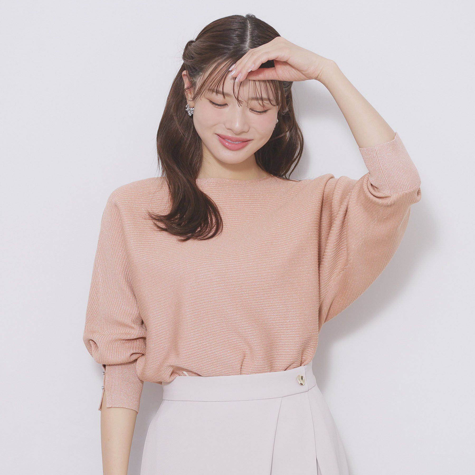 index「ドルマンリブニット【洗濯機OK/抗ピル】」|ニット・セーター|オレンジ(665)