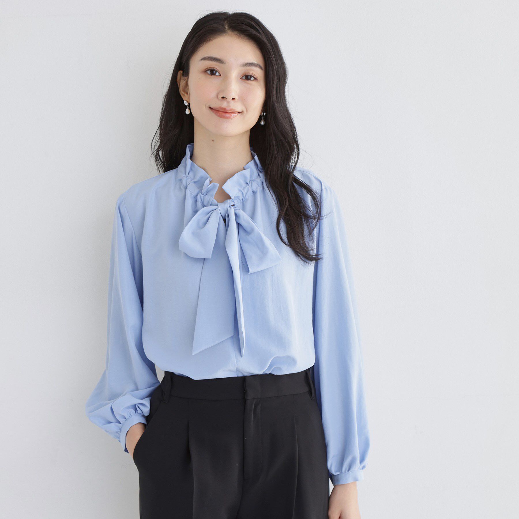 THE SHOP TK「【通勤・セレモニー】ギャザーリボンタイブラウス」|シャツ・ブラウス|