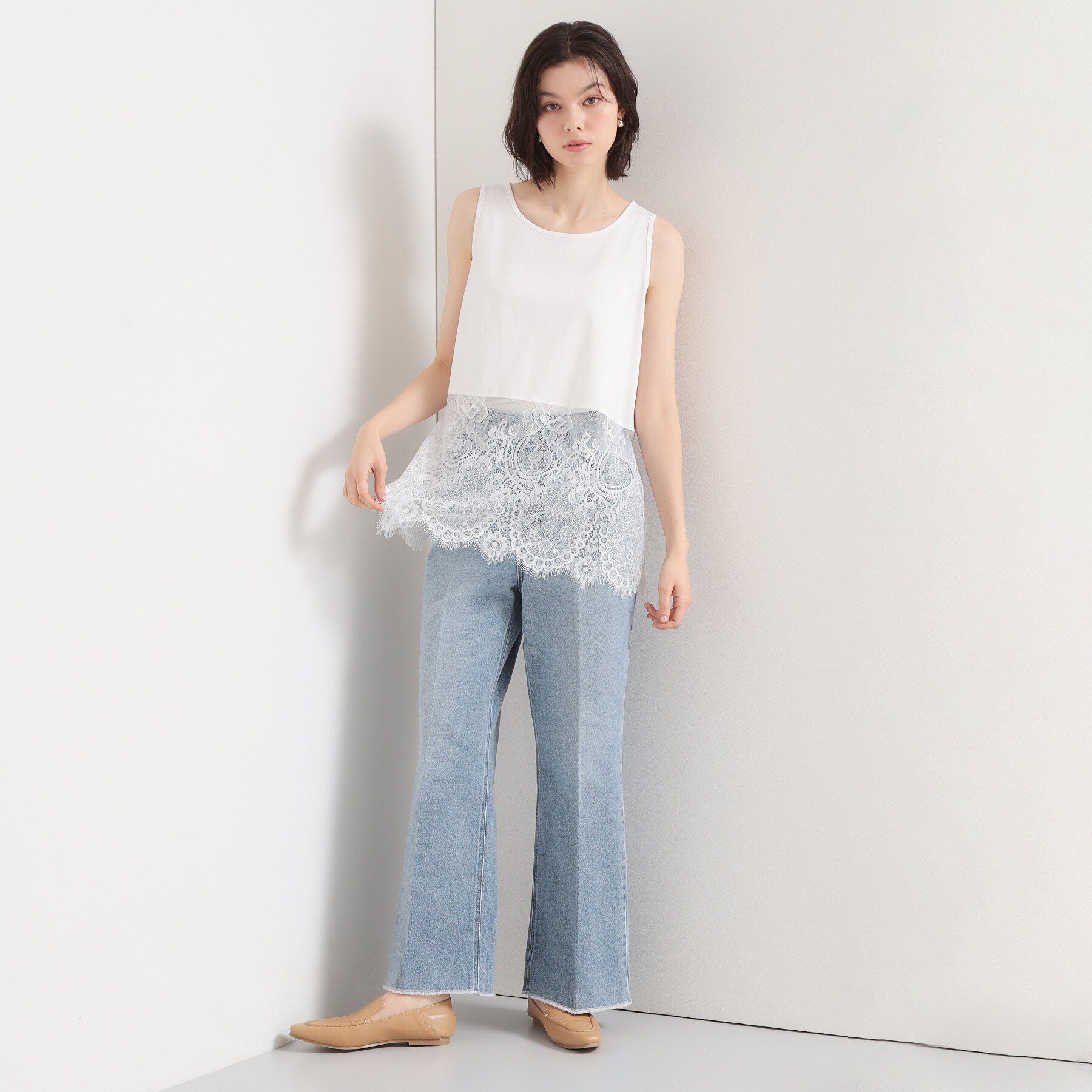 THE SHOP TK「裾レースタンクトップ」|キャミソール|