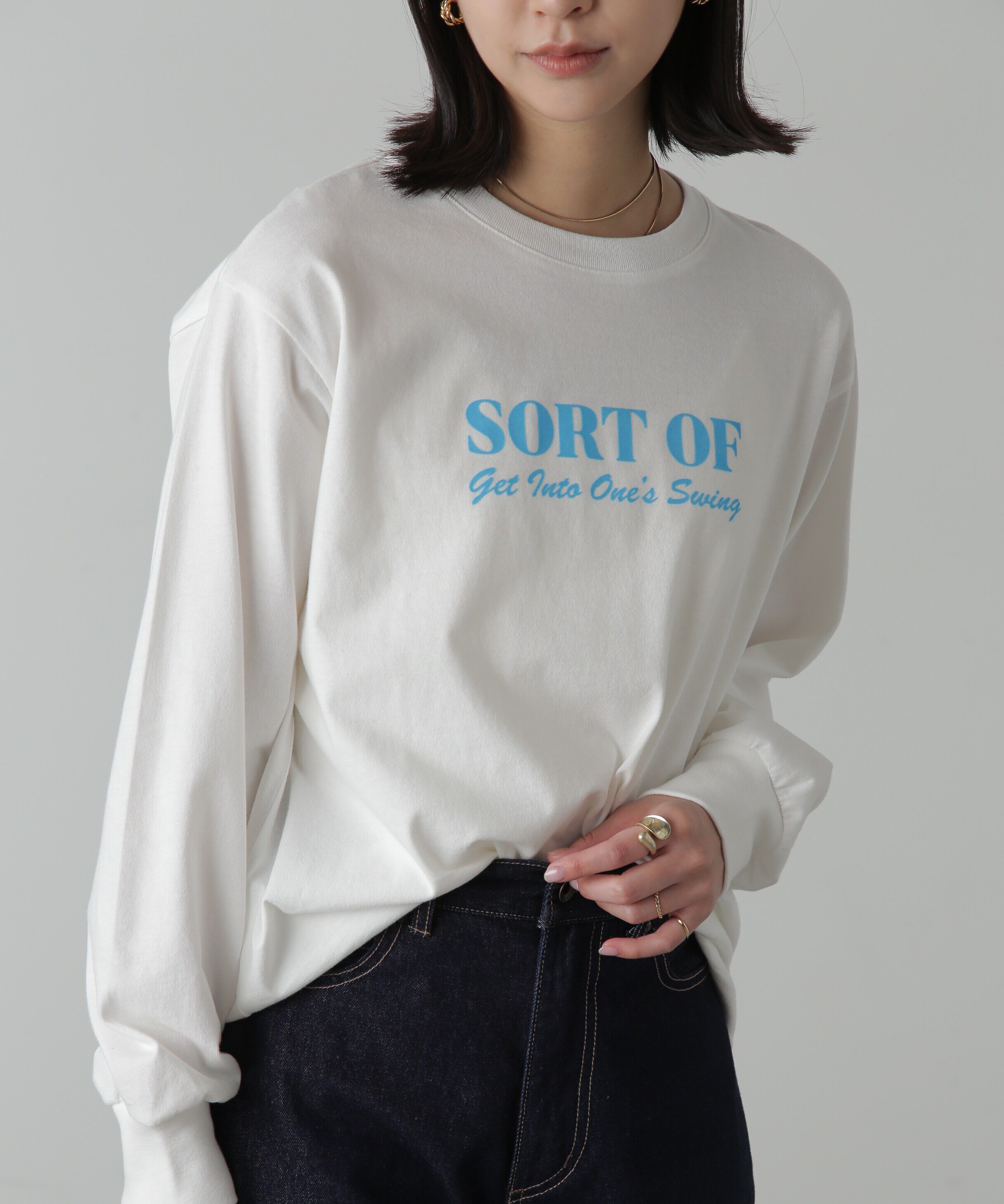  「フロッキープリントロングTシャツ」|Tシャツ・カットソー|