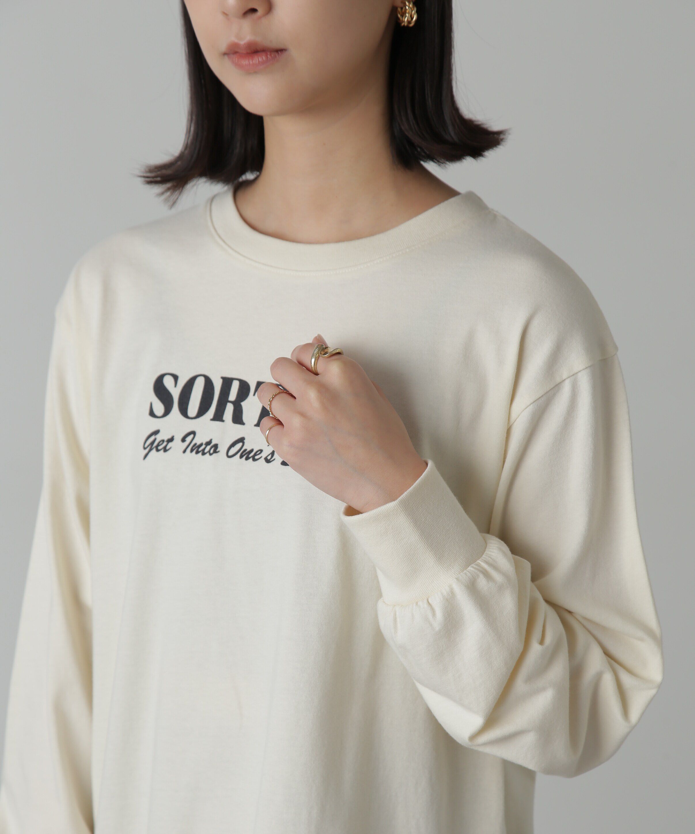  「フロッキープリントロングTシャツ」|Tシャツ・カットソー|