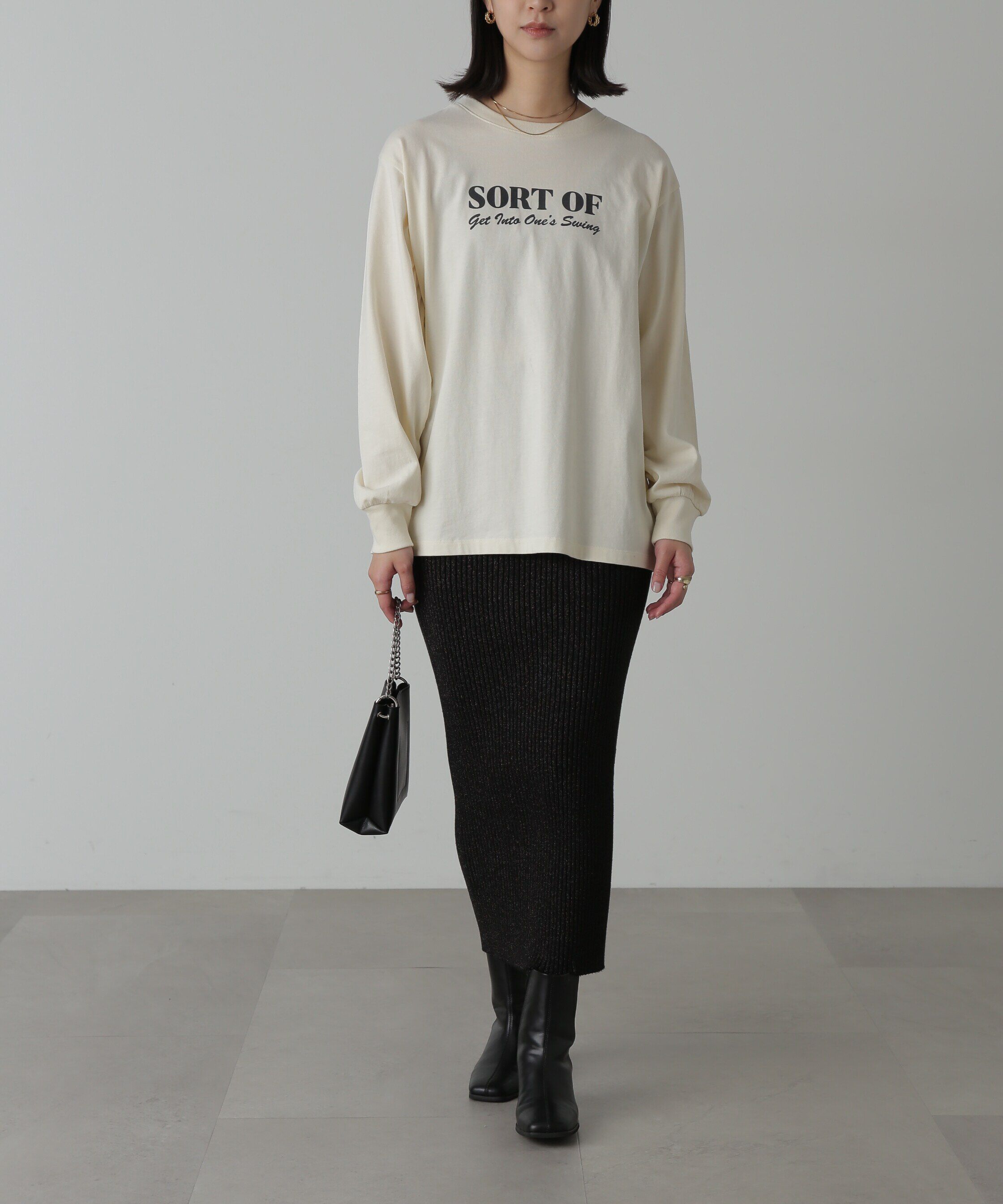  「フロッキープリントロングTシャツ」|Tシャツ・カットソー|