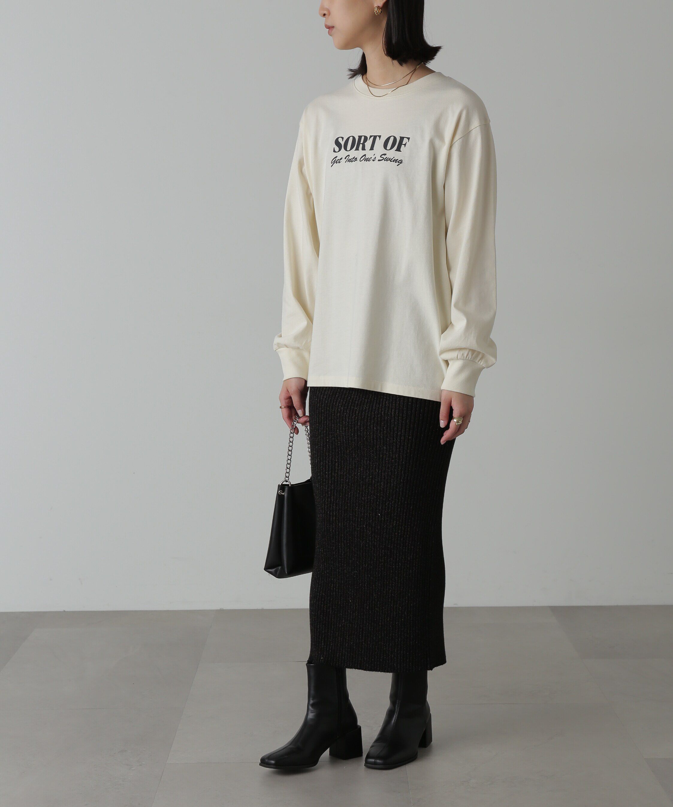  「フロッキープリントロングTシャツ」|Tシャツ・カットソー|