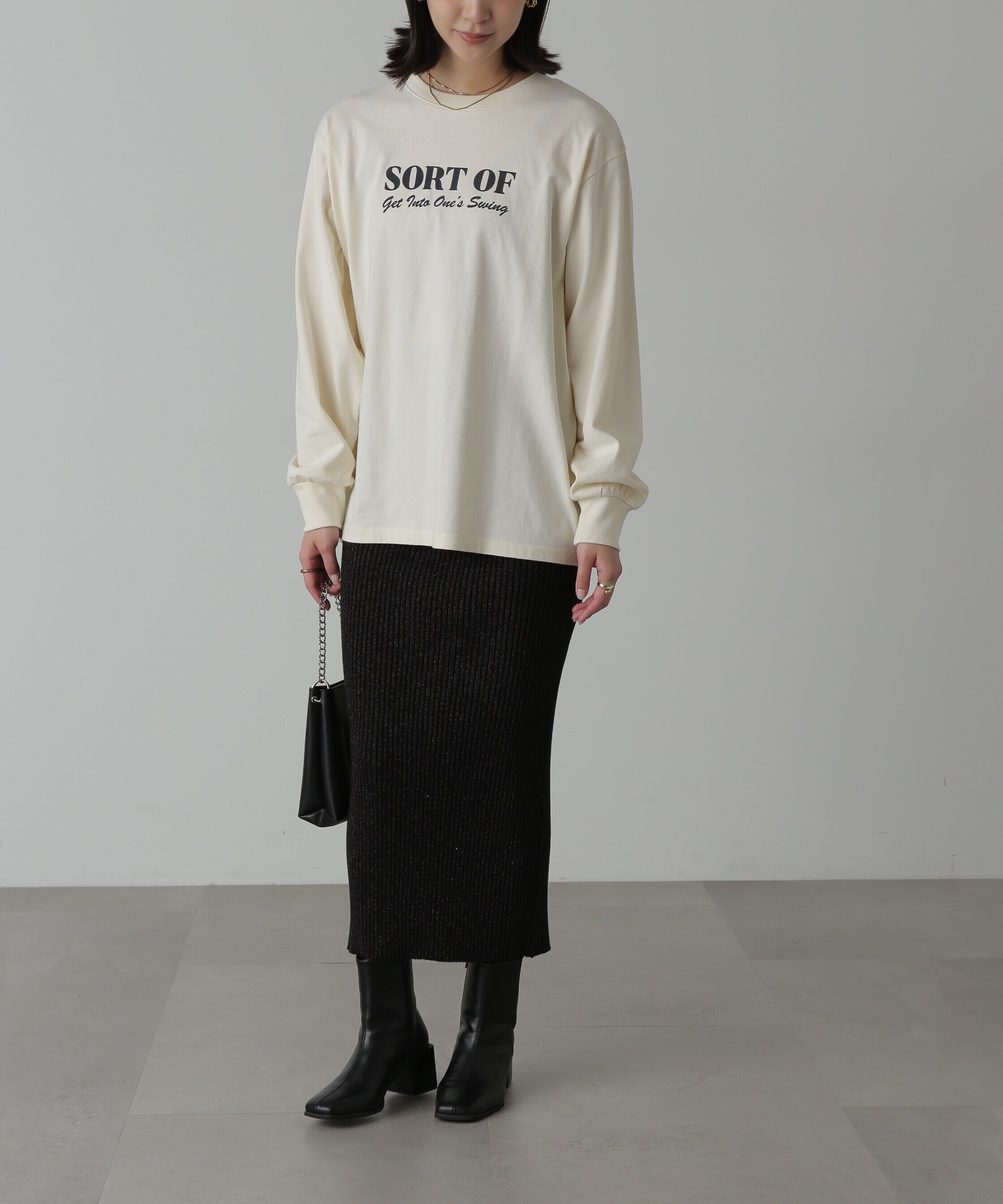  「フロッキープリントロングTシャツ」|Tシャツ・カットソー|