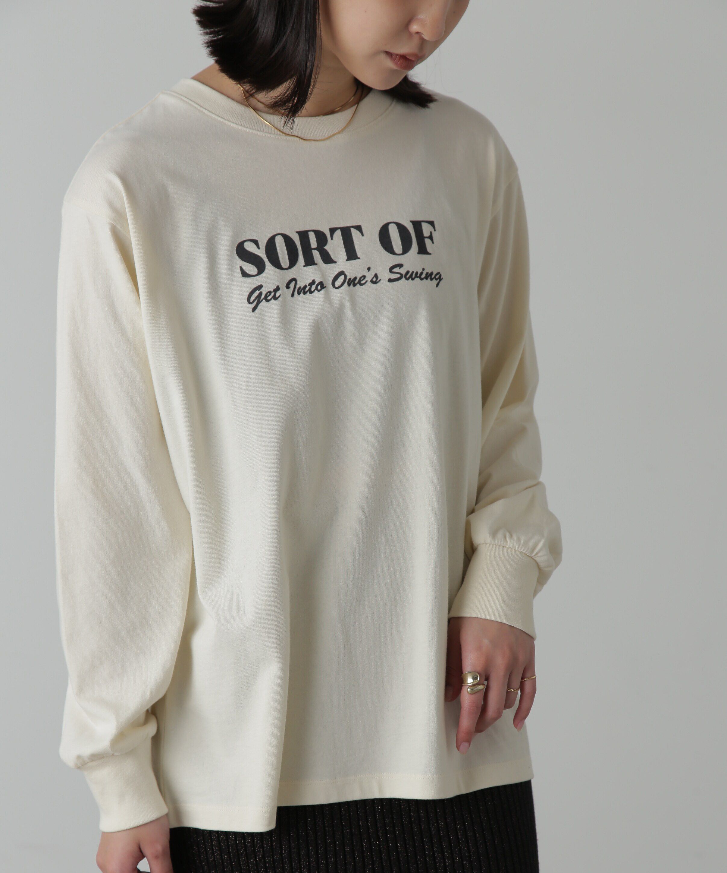  「フロッキープリントロングTシャツ」|Tシャツ・カットソー|