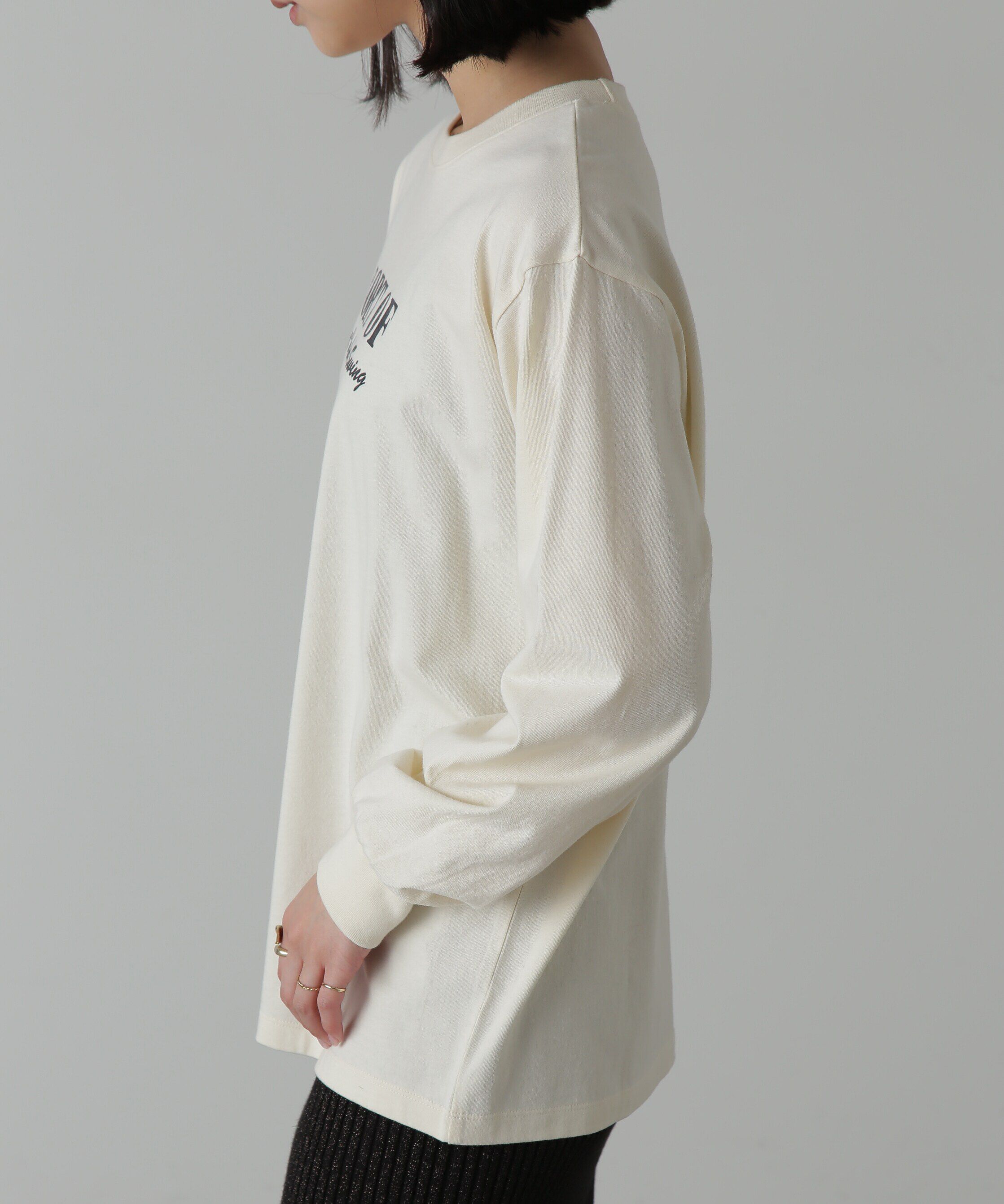  「フロッキープリントロングTシャツ」|Tシャツ・カットソー|