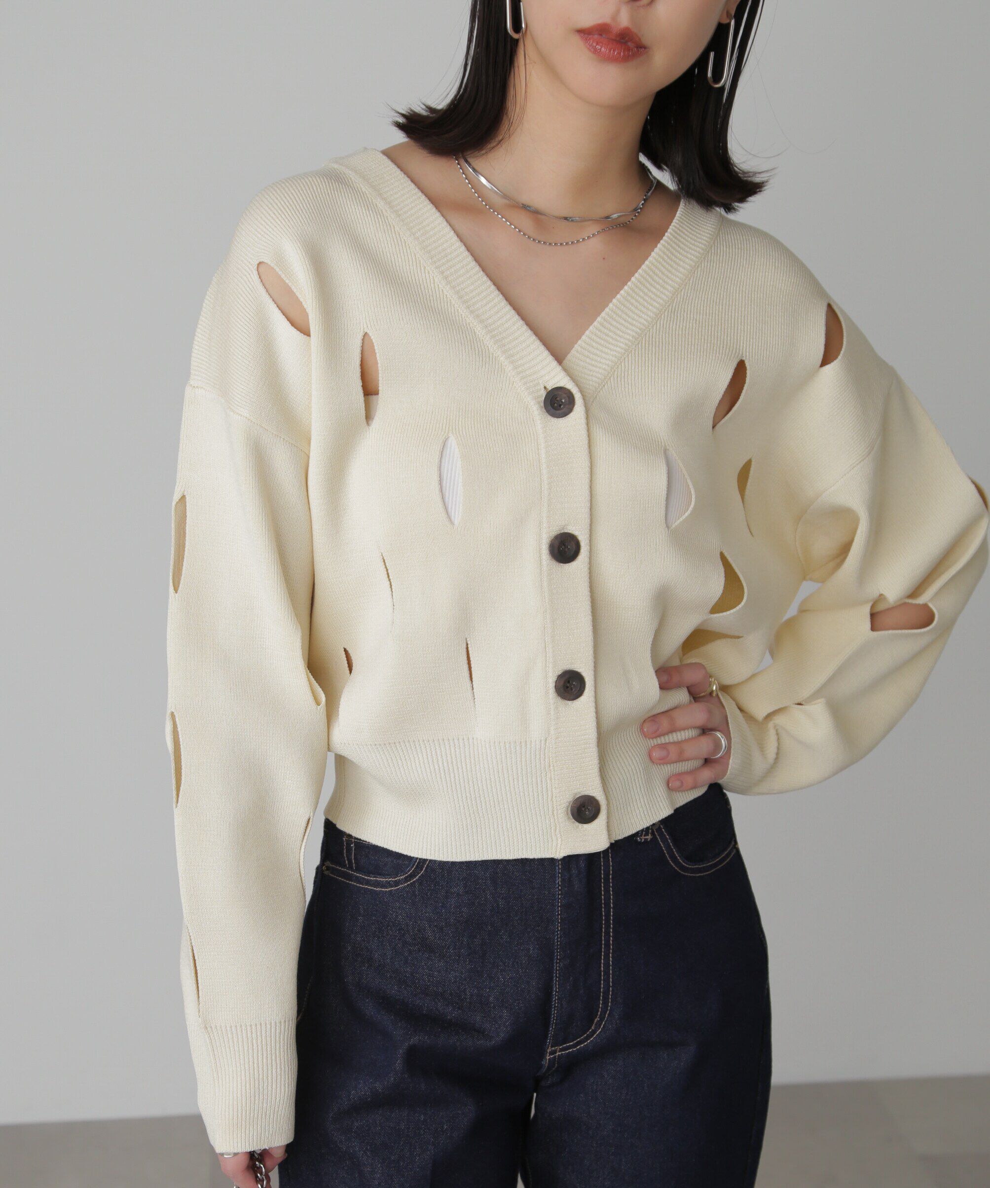  「前後2Wayカットアウトニット」|ニット・セーター|