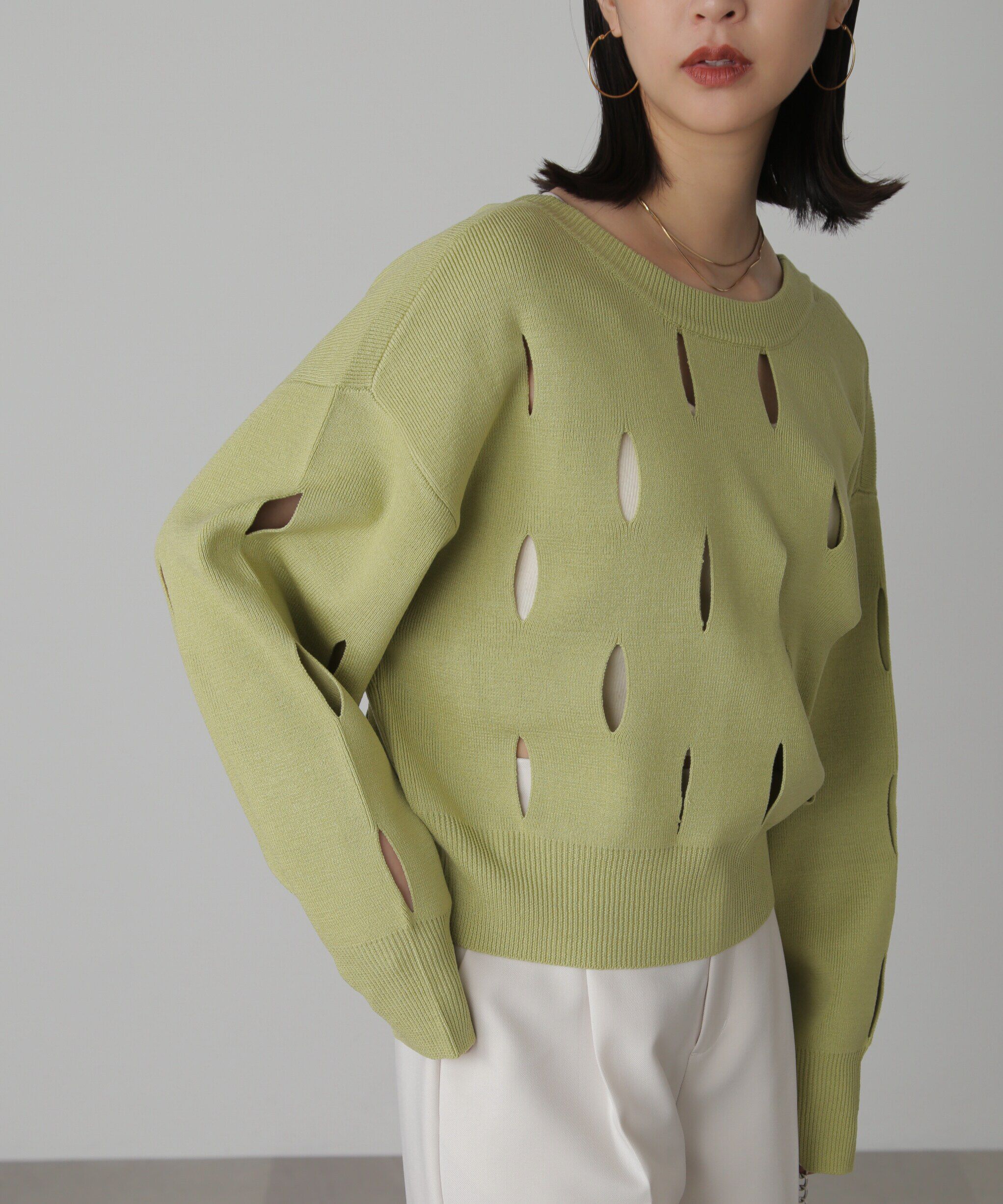  「前後2Wayカットアウトニット」|ニット・セーター|