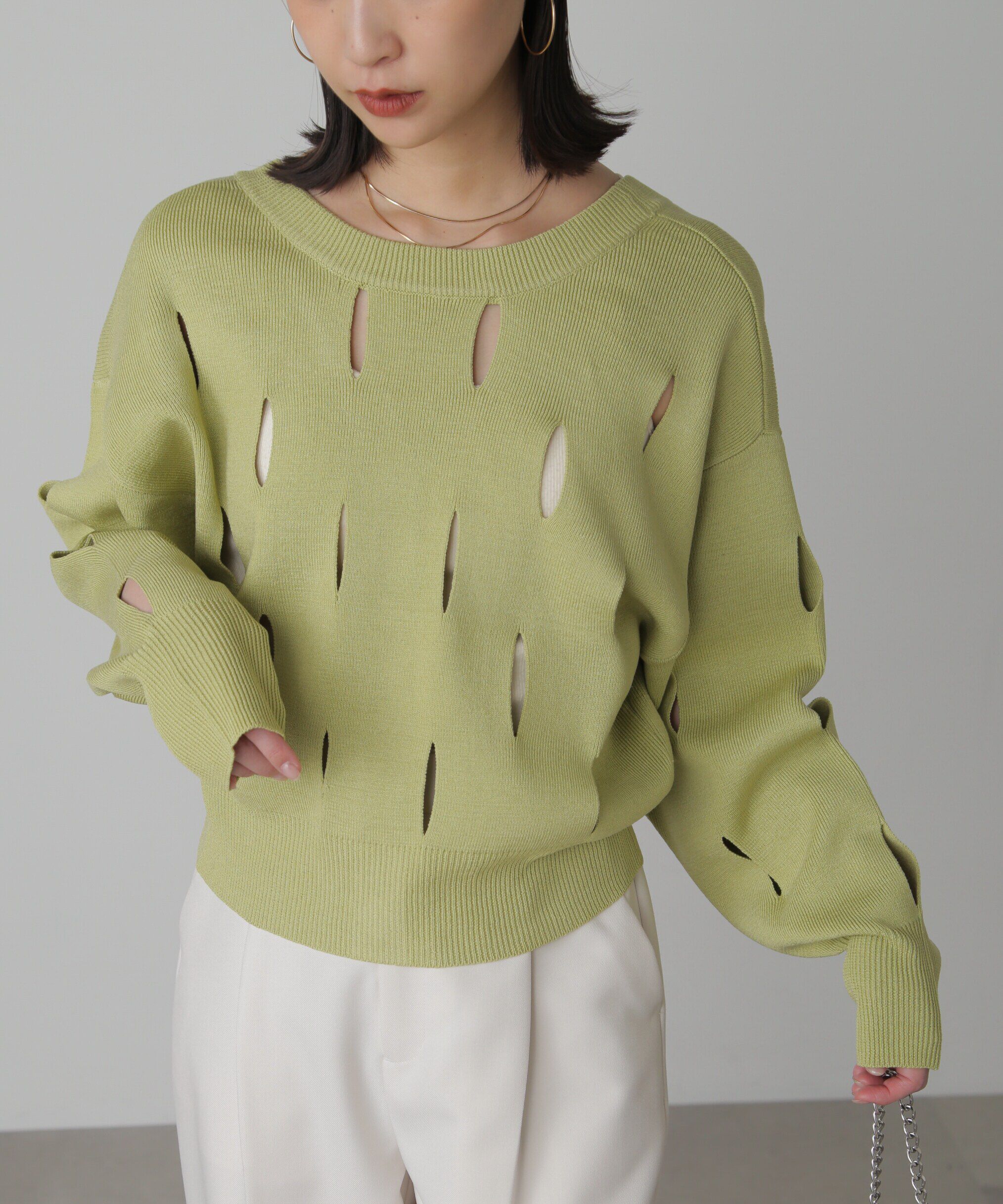  「前後2Wayカットアウトニット」|ニット・セーター|