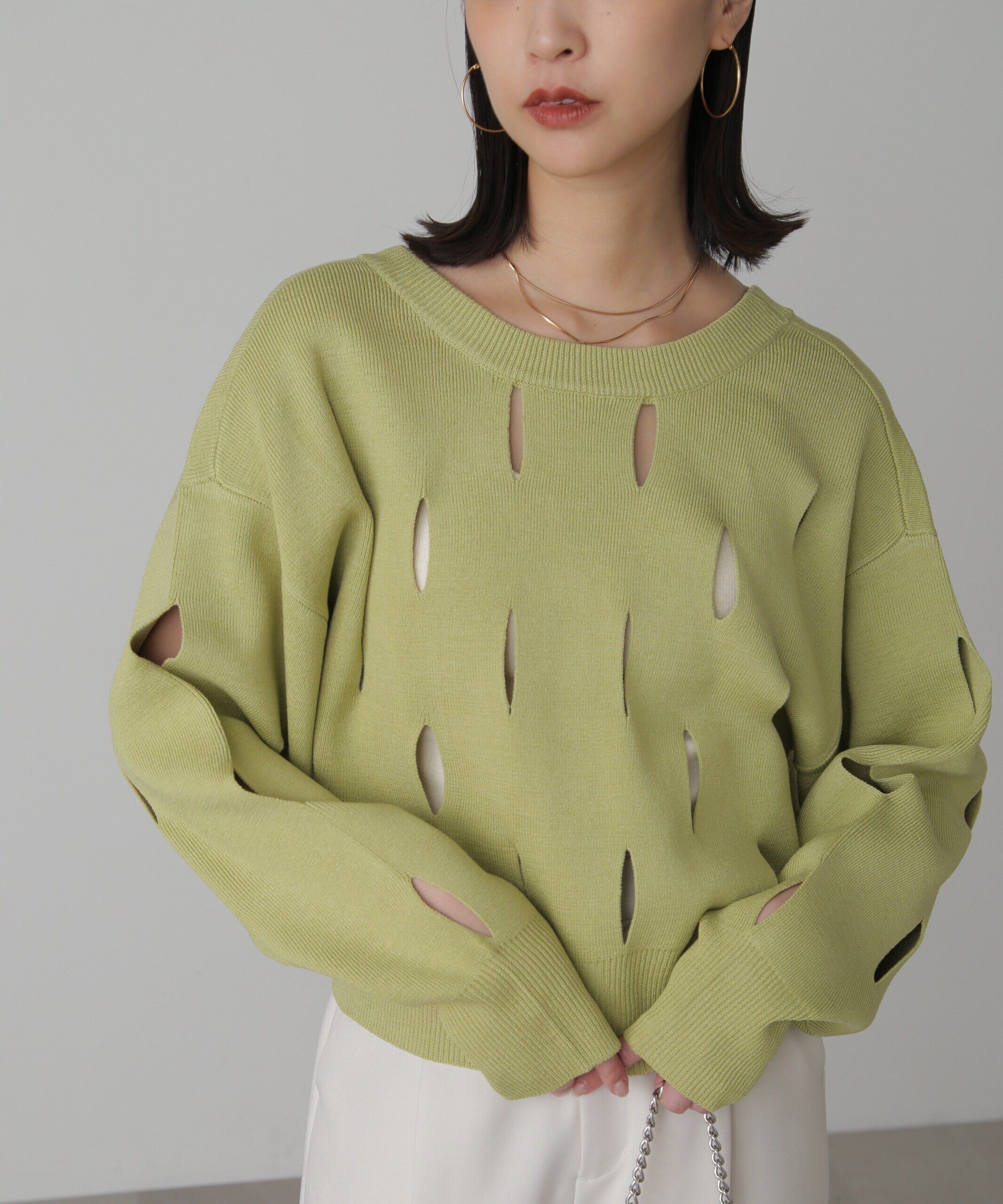  「前後2Wayカットアウトニット」|ニット・セーター|