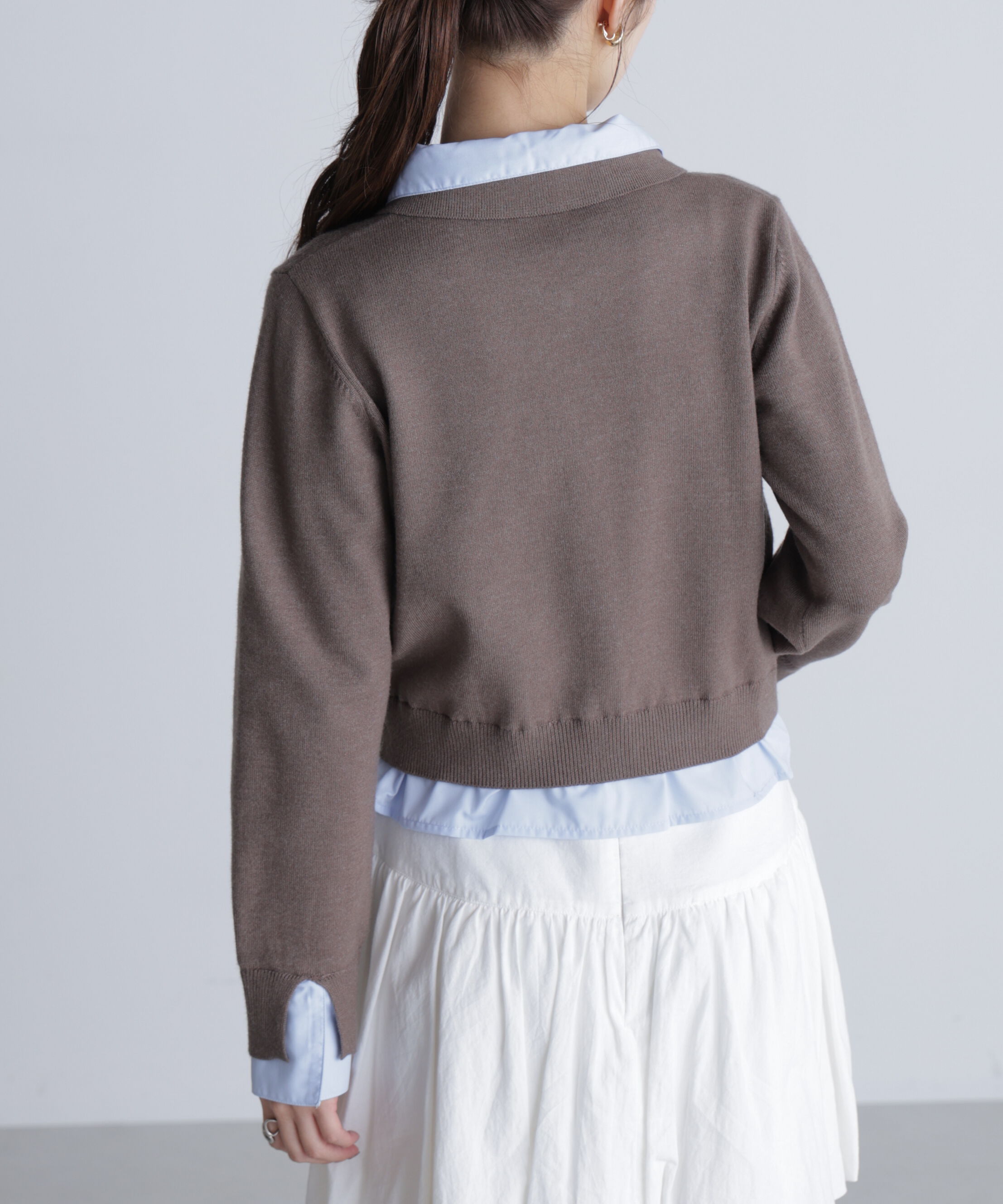  「シャツフェイクレイヤードポロカーディガン」|ニット・セーター|