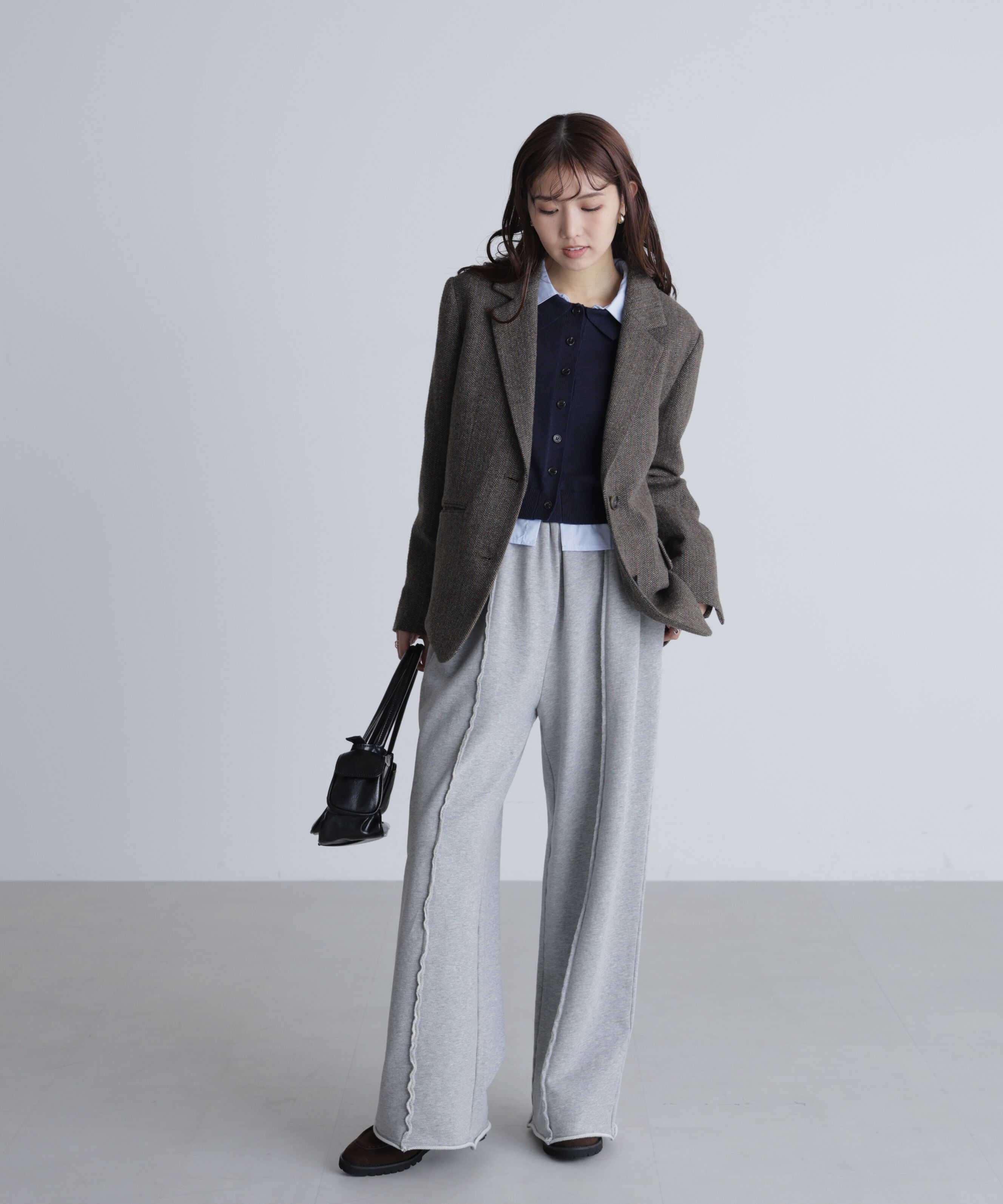  「シャツフェイクレイヤードポロカーディガン」|ニット・セーター|