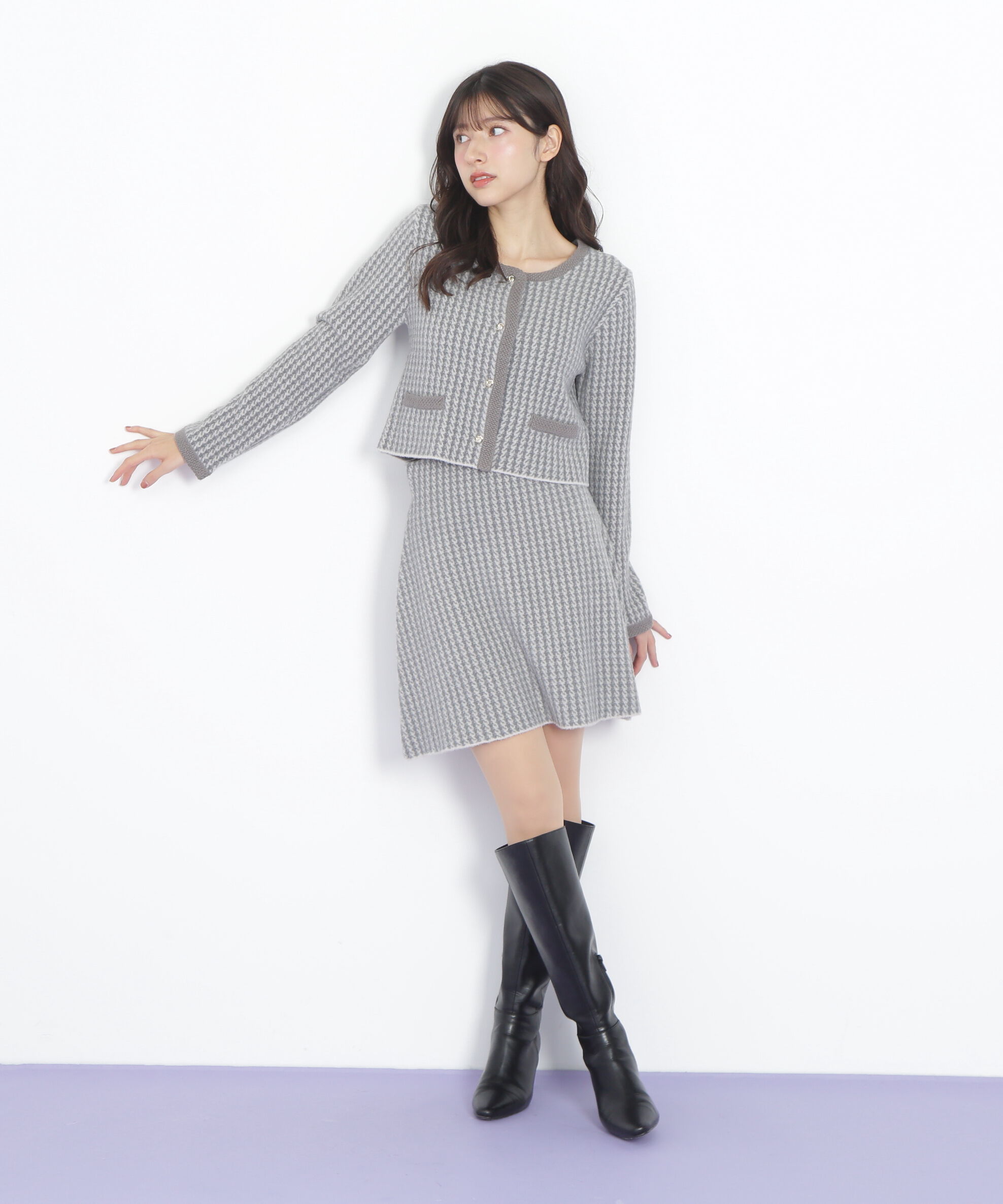  「千鳥ジャガードニットセットアップ」|ワンピース|