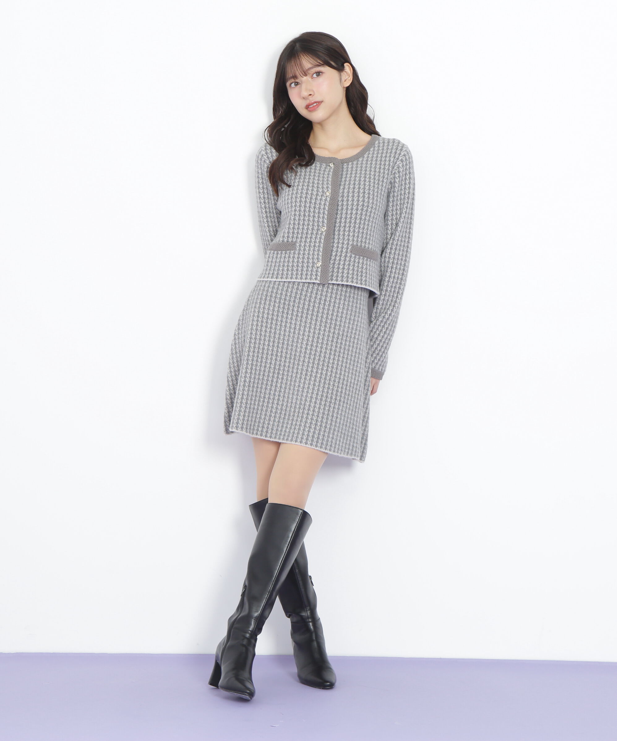  「千鳥ジャガードニットセットアップ」|ワンピース|