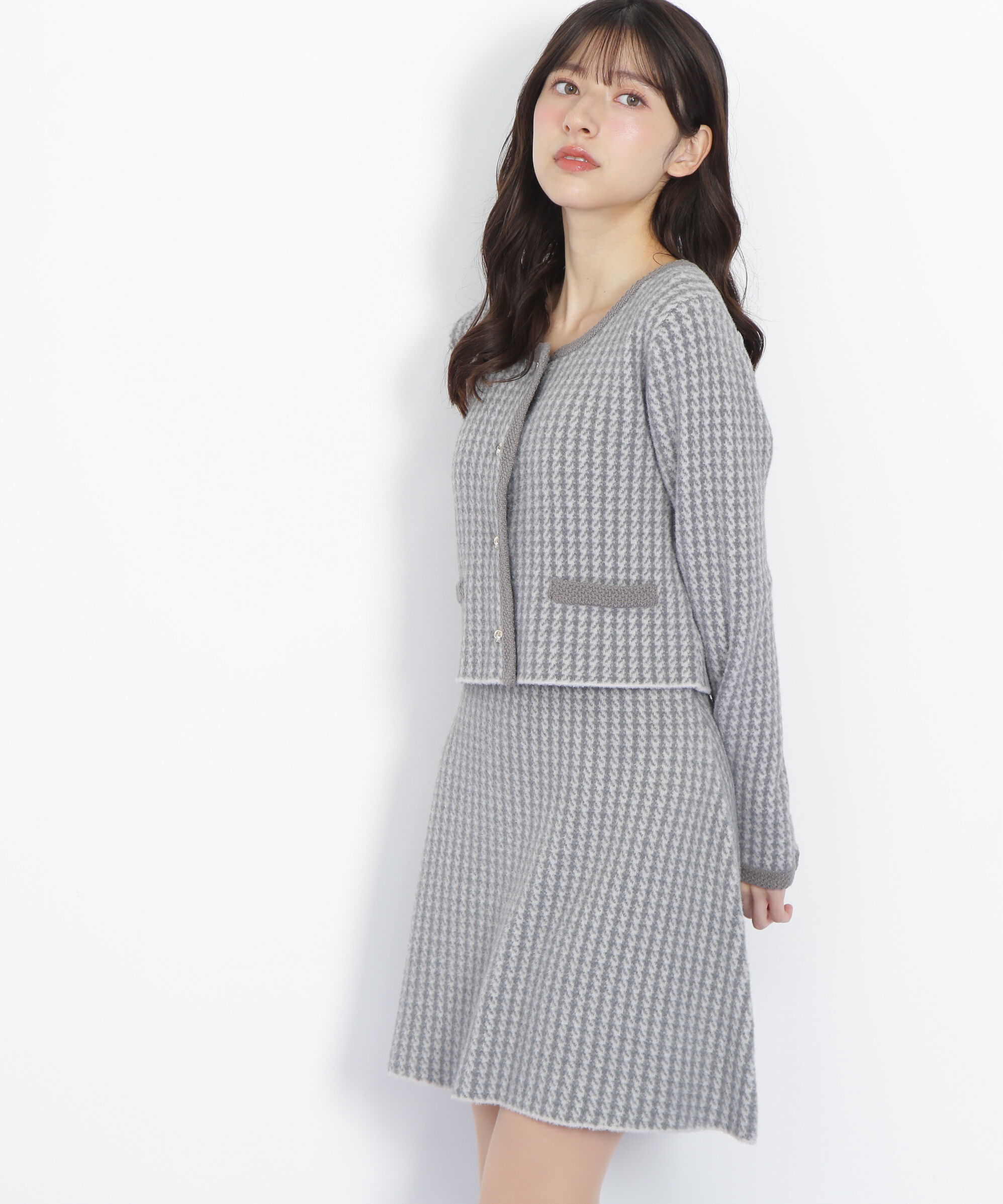  「千鳥ジャガードニットセットアップ」|ワンピース|