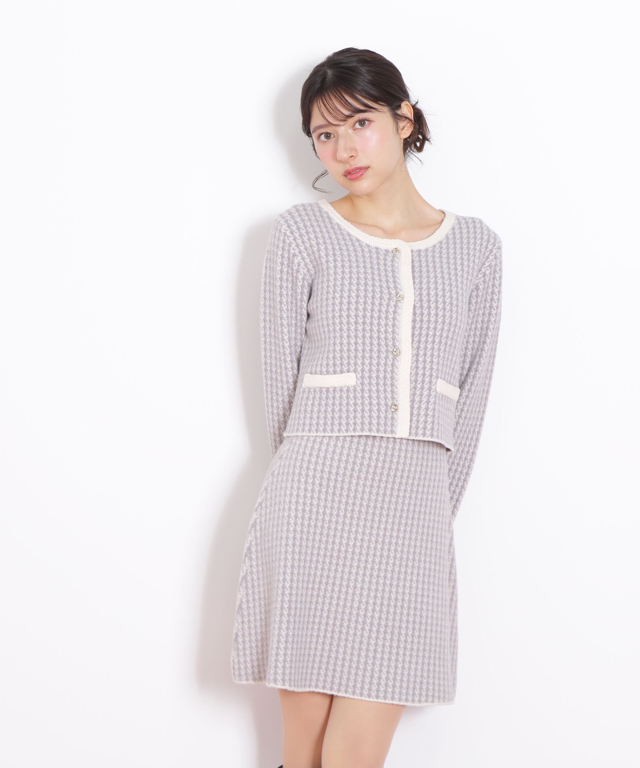  「千鳥ジャガードニットセットアップ」|ワンピース|