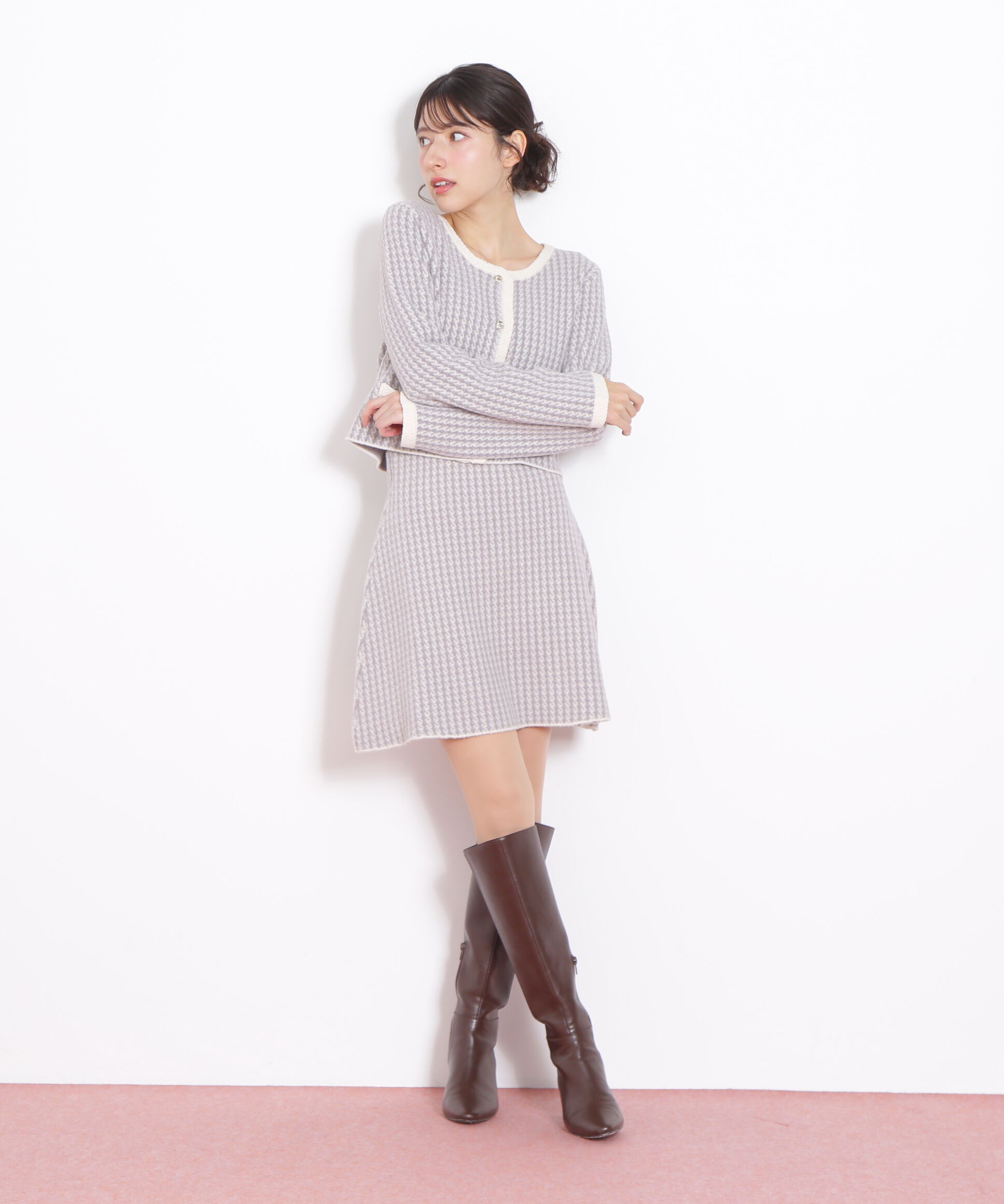  「千鳥ジャガードニットセットアップ」|ワンピース|