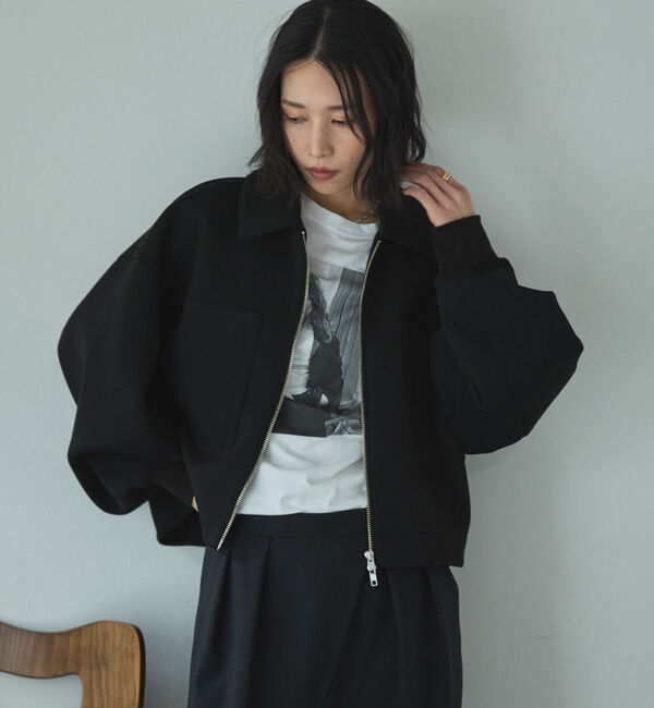 Doux archives「ボンディングクロップドブルゾン」|その他|BLACK