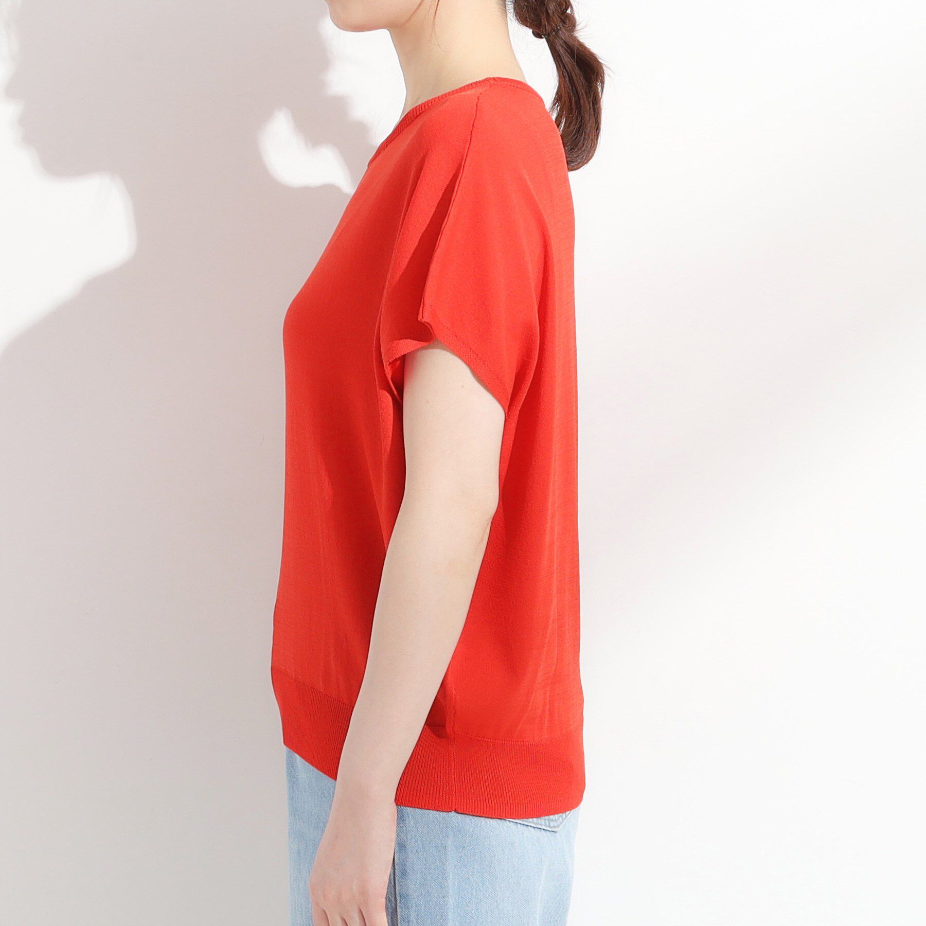 SHOO･LA･RUE「【ひんやり/S-LL】さらさらな肌触りが心地よい フレンチスリーブニット」|ニット・セーター|