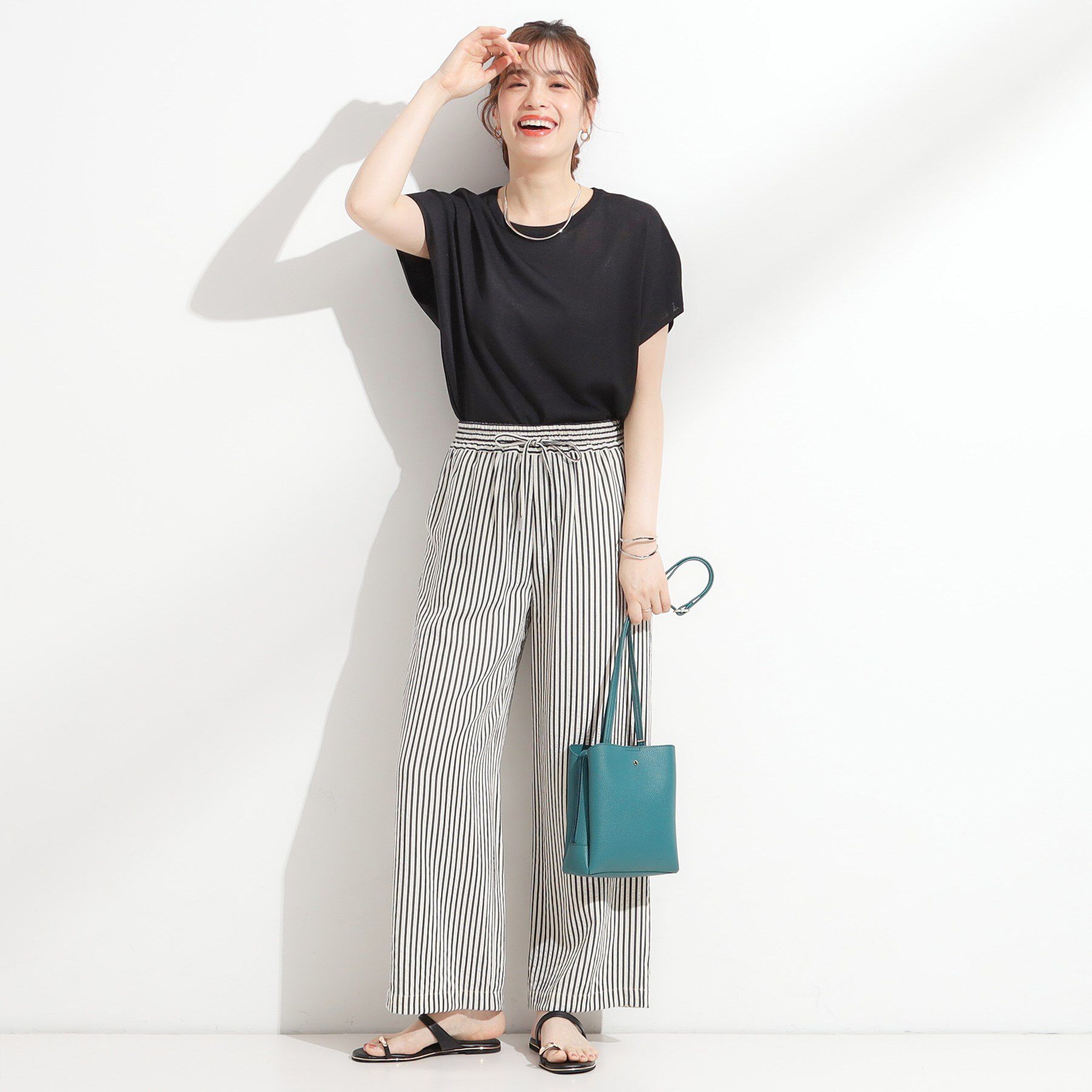 SHOO･LA･RUE「【ひんやり/S-LL】さらさらな肌触りが心地よい フレンチスリーブニット」|ニット・セーター|