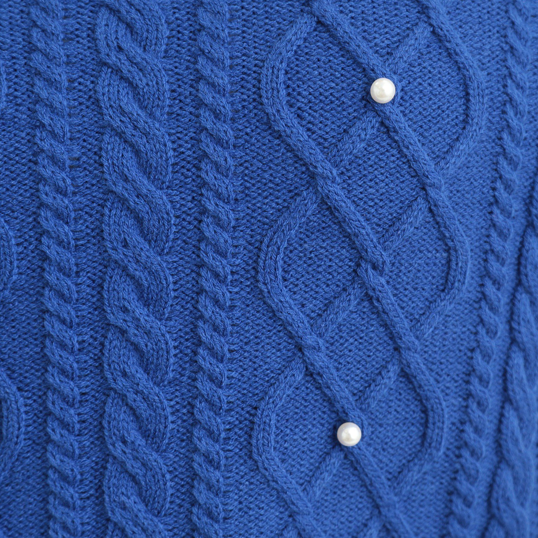 SHOO･LA･RUE「【洗濯機可/S-LL】フェイクパールで上品見え ケーブルニット」|ニット・セーター|