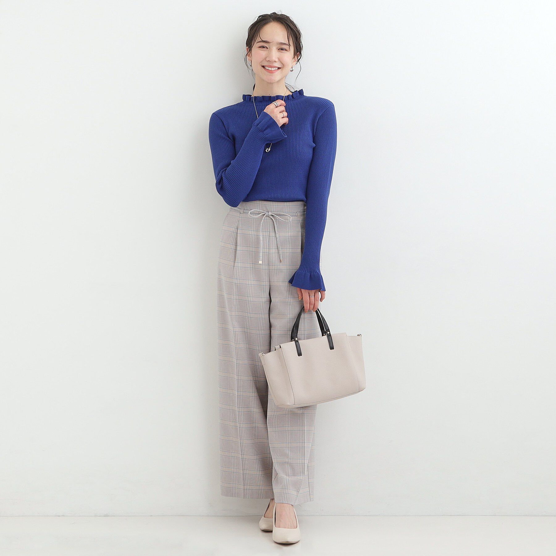 SHOO･LA･RUE「【洗濯機可/S-LL】フリルで上品 やわらかリブニット」|ニット・セーター|