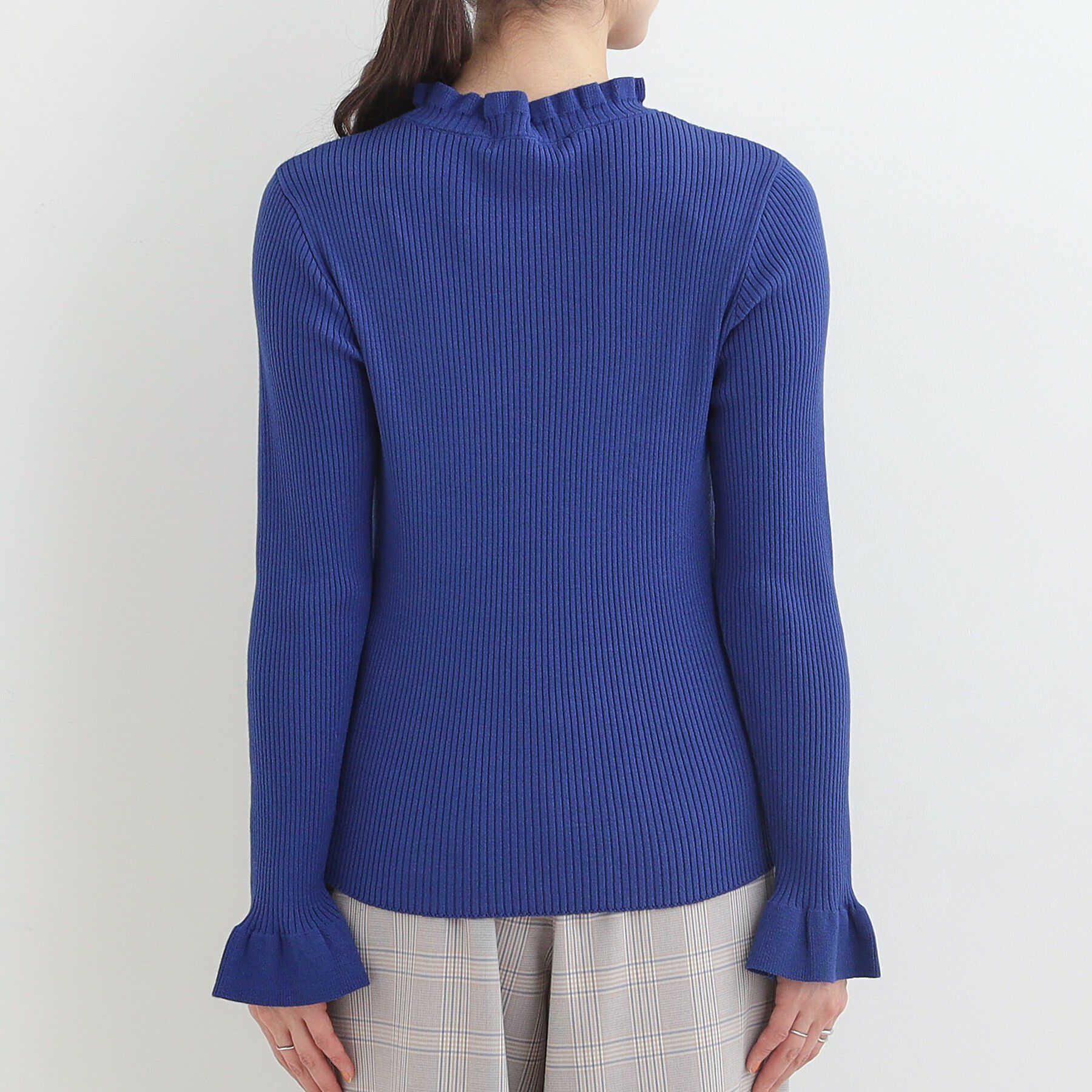 SHOO･LA･RUE「【洗濯機可/S-LL】フリルで上品 やわらかリブニット」|ニット・セーター|