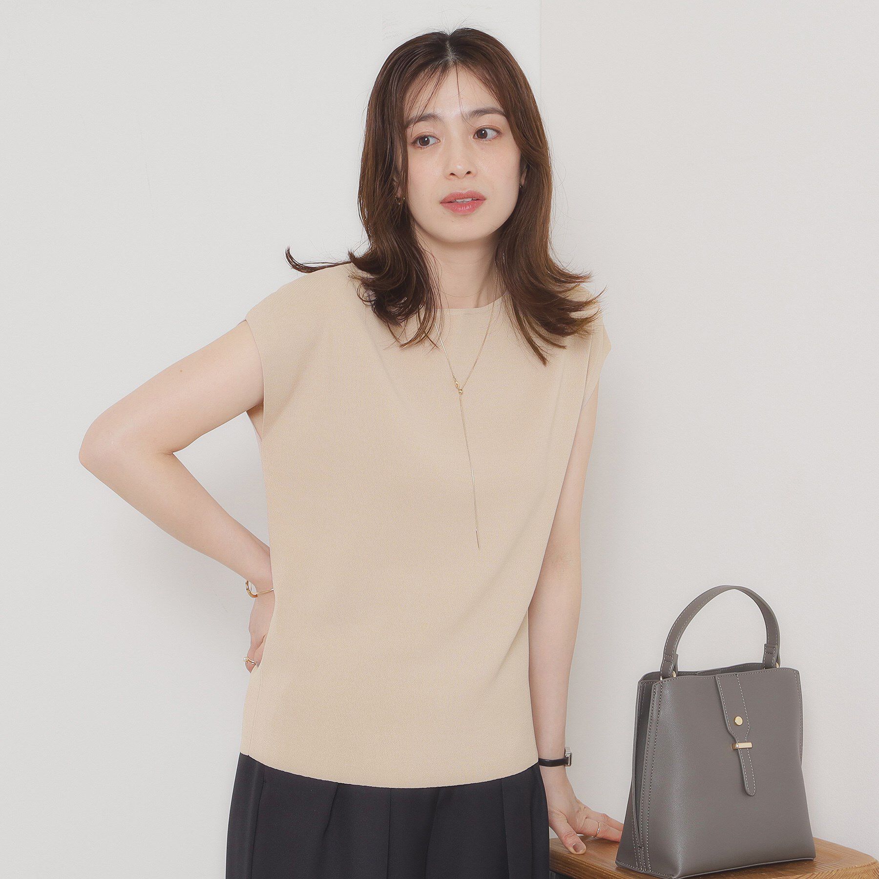 ITS&rsquo;DEMO「【接触冷感／手洗い可】フレンチスリーブニット」|ニット・セーター|ベージュ(052)