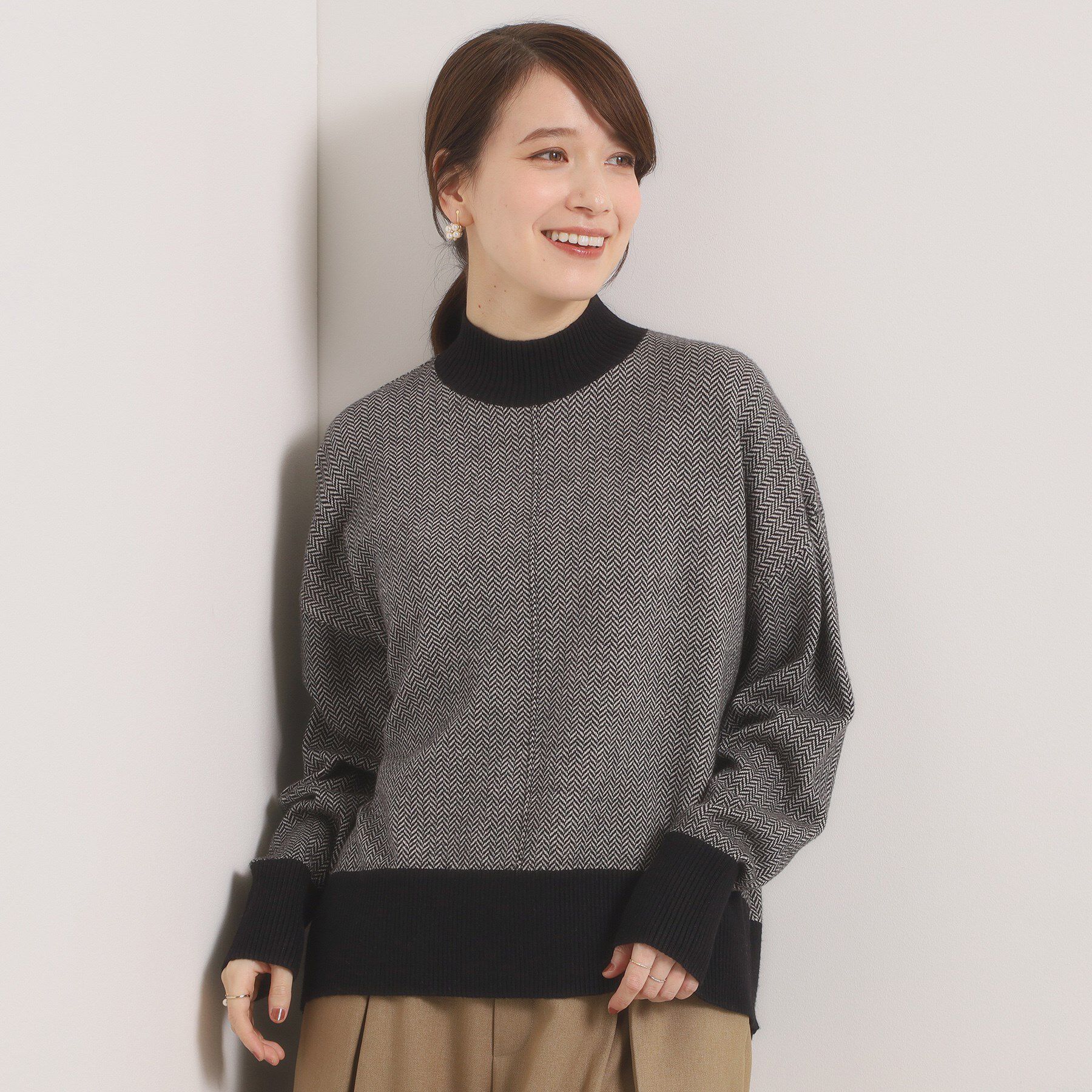 ITS&rsquo;DEMO「【手洗い可】ダブルジャカード編みニット」|ニット・セーター|ブラック(419)