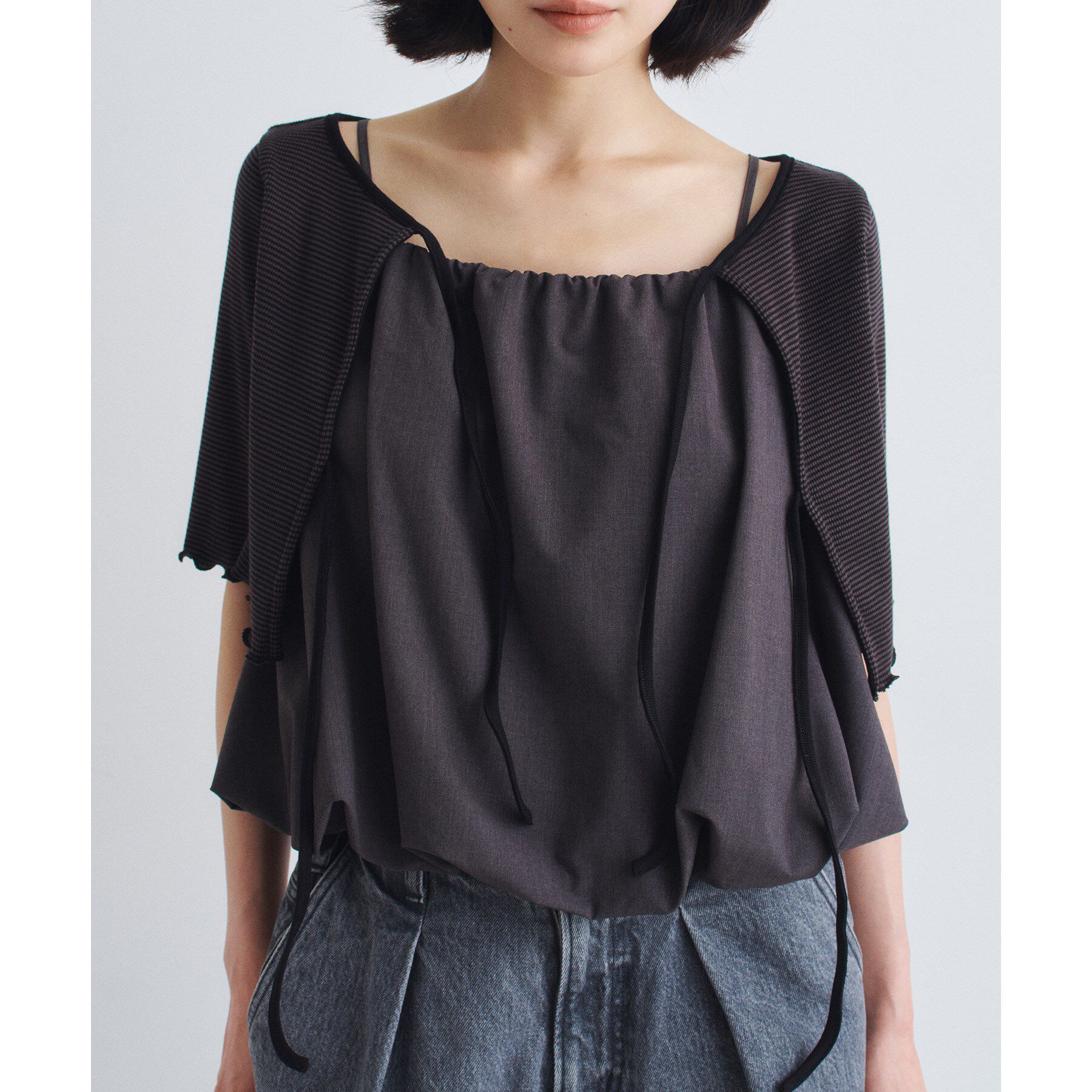 CODE A「chic border 2way ribbon cardigan」|カーディガン|