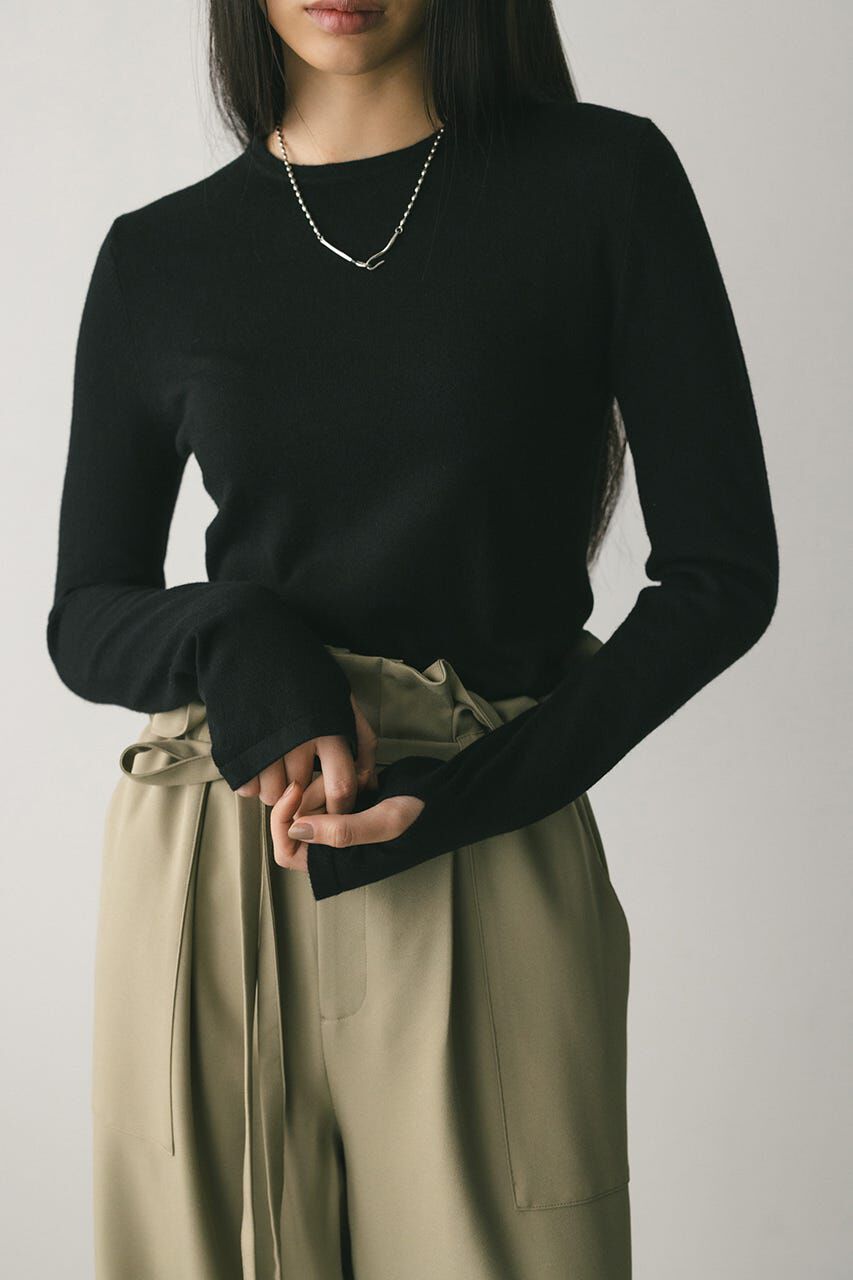 STYLEMIXER「フィンガーホールクルーネックニット」|ニット・セーター|BLK