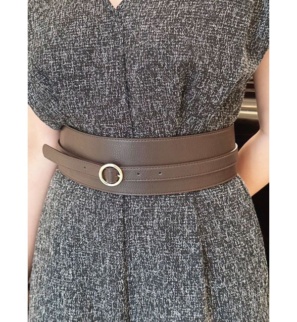 RESEXXY「スモールリングポイントワイドベルト」|ベルト|ブラウン