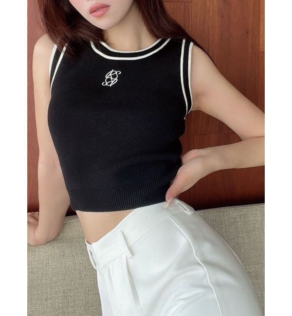 RESEXXY「バイカラーアメスリニット」|タンクトップ|ブラック