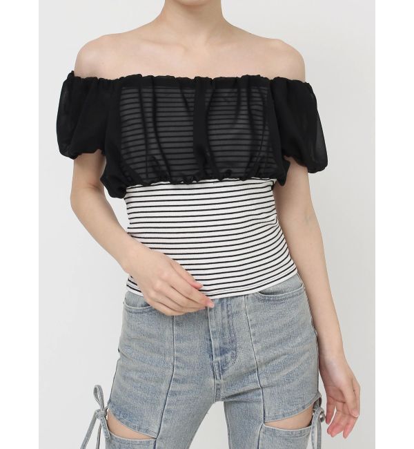 RESEXXY「シアードッキングオフショルトップス」|Tシャツ・カットソー|