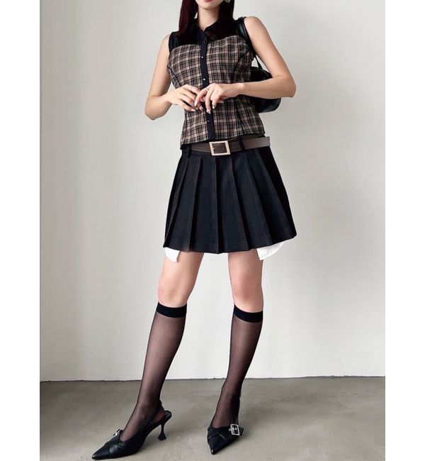 RESEXXY「ローウエストベルトプリーツミニスカート」|スカート|ブラック